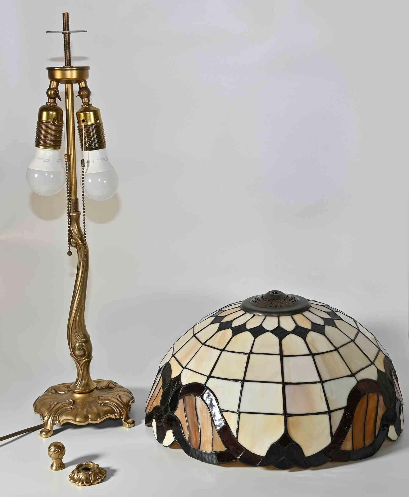 Tiffany Style Table Lamp, 1950s photo for sale