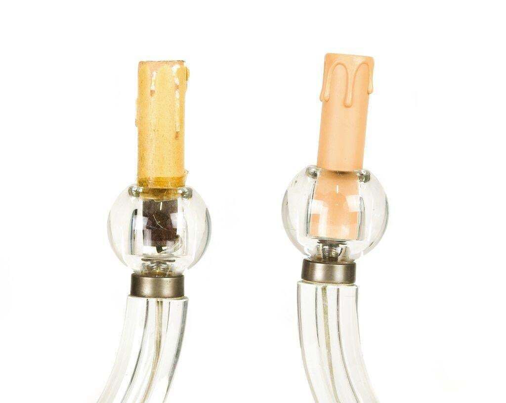 Vintage Glass Candleholder Lamps By Italian Manufacture, 1950s photo furniture