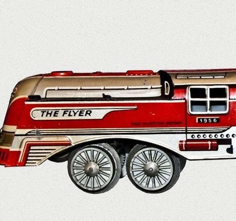 Vintage Toy, The Flyer 1956 Locomotive And Coach, 1956 photo furniture