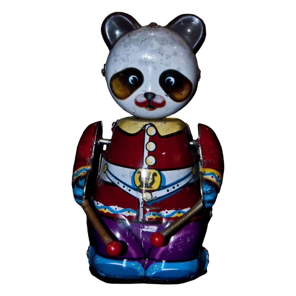 Vintage Toy, Wind Up Drummer Panda, Made In China, 1970s