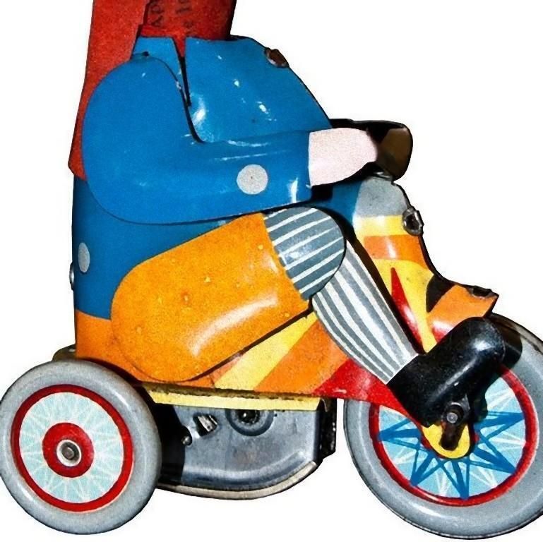 Vintage Toy, Wind Up Boy On Tricycle, Made In Germany, 1930s photo Home Decor