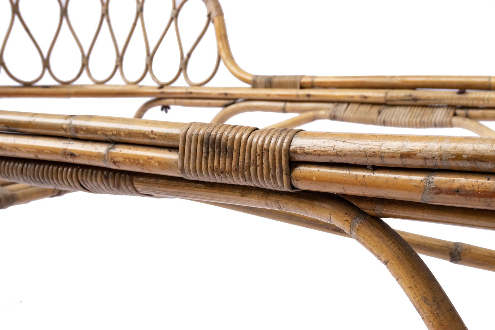 Rattan Single Bed Attributed To Gio Ponti In Bamboo And Wicker, Italy, 1950s. photo for sale