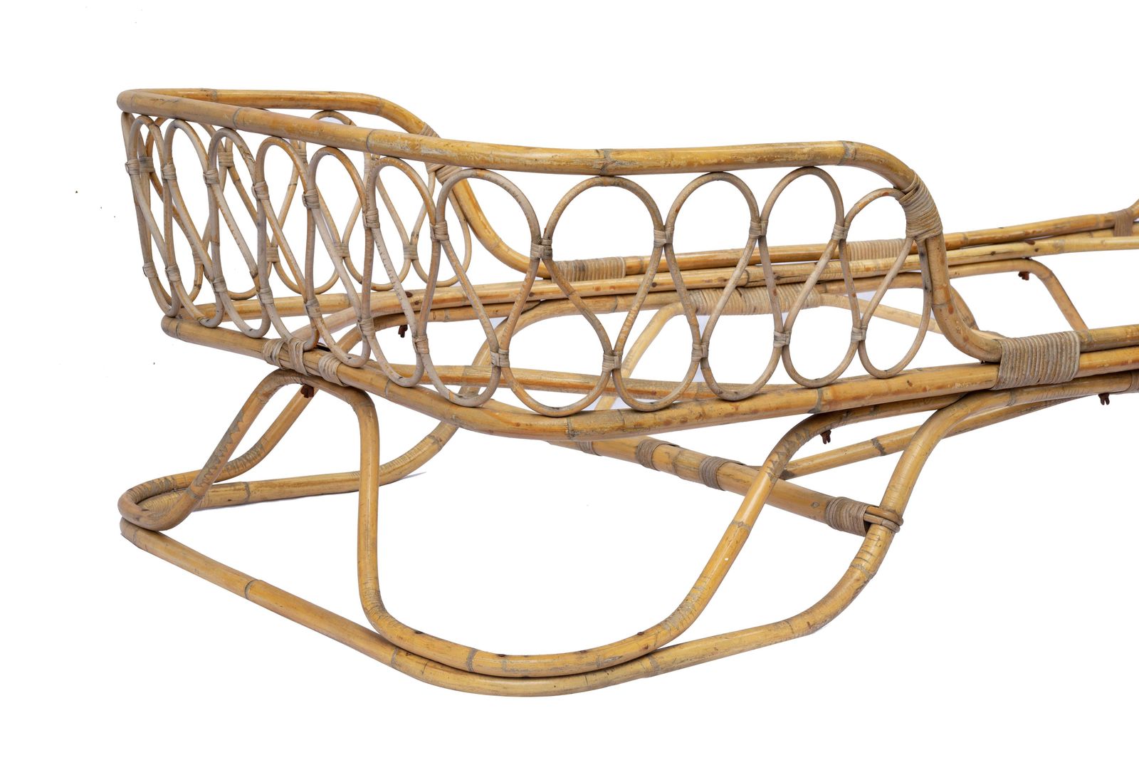 Rattan Single Bed Attributed To Gio Ponti In Bamboo And Wicker, Italy, 1950s. photo 1361.0