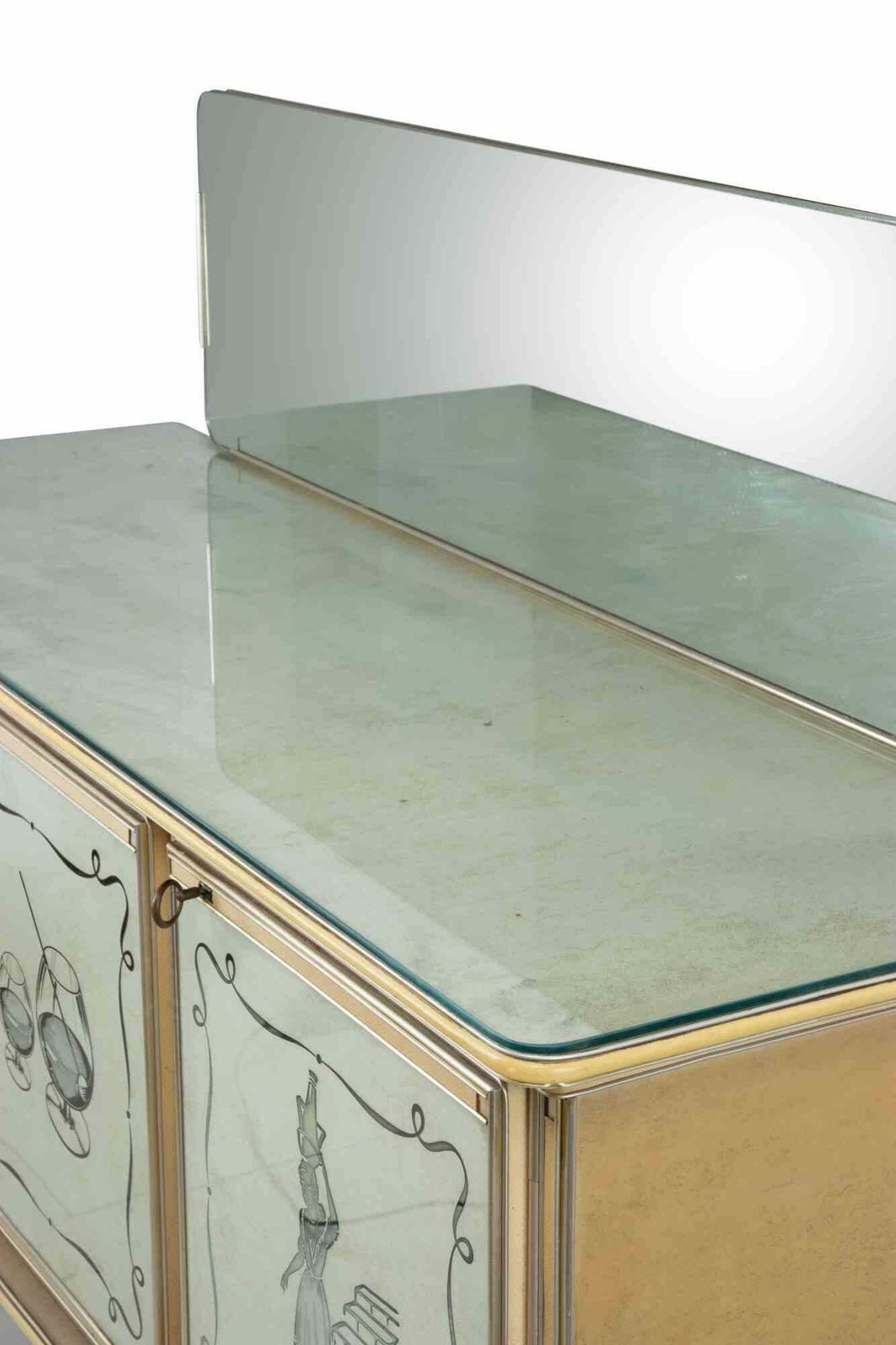 photo vinterior Buffet By Umberto Mascagni With Embedded Mirror,  Italy, 1950s