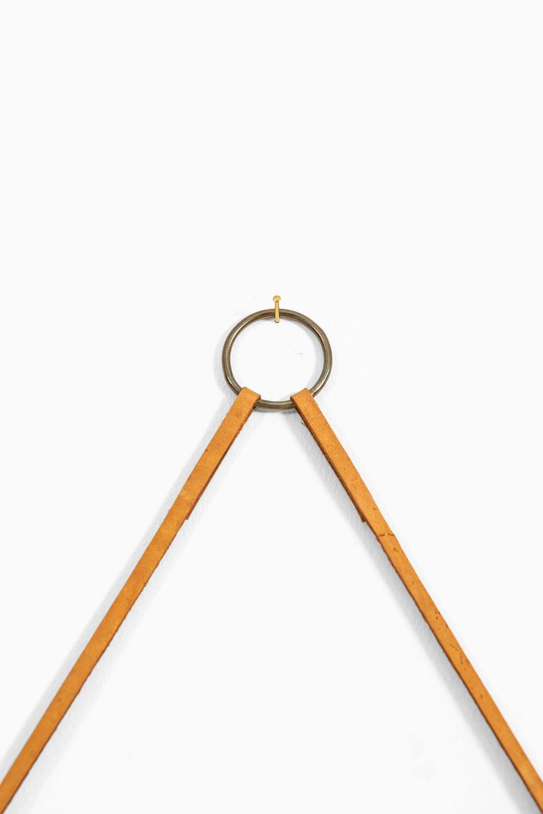 Round Mirror In Teak And Leather Produced By Glasmäster In Markaryd, Sweden photo furniture