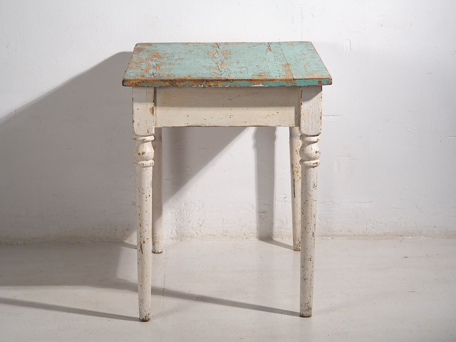 Antique Side Table With Turquoise Green Patina (C.1920) #7 photo vintage