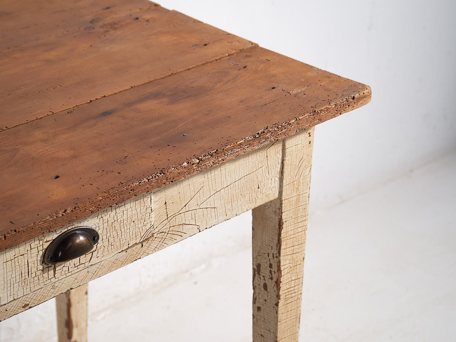 Antique White Solid Wood Table (C.1920) #8 photo vinterior
