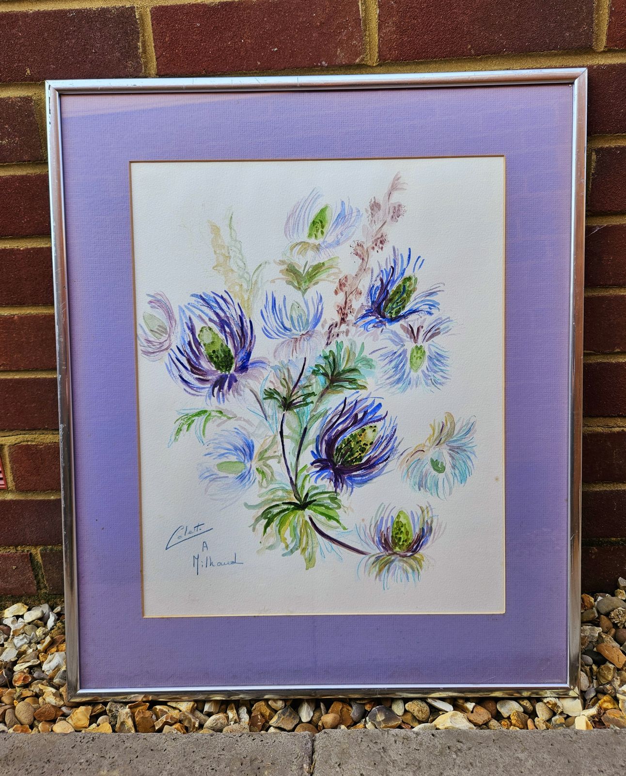 1980's Large, Framed Watercolour From Bankside Gallery Entitled 'Thistles'