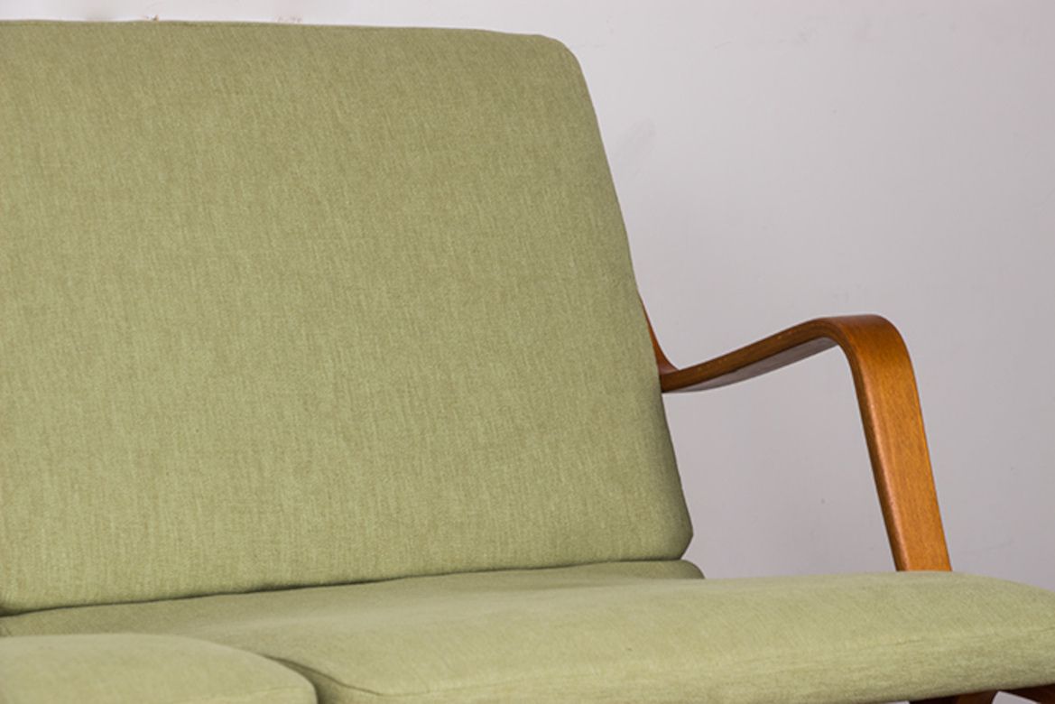 Danish 2 Seater Sofa In Laminated Beech And Mahogany Model Ax By Peter Hvidt And Orla Molgaard Nielsen For Fritz Hansen 1960. photo for sale
