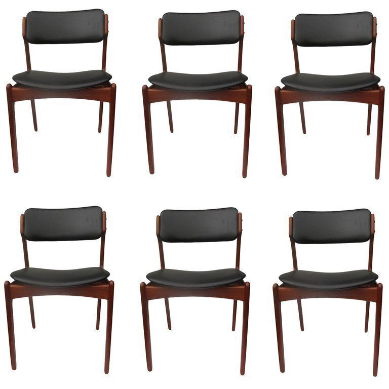 1960s Erik Buch Set Of Six Fully Restored Customizableteak Dining Chairs