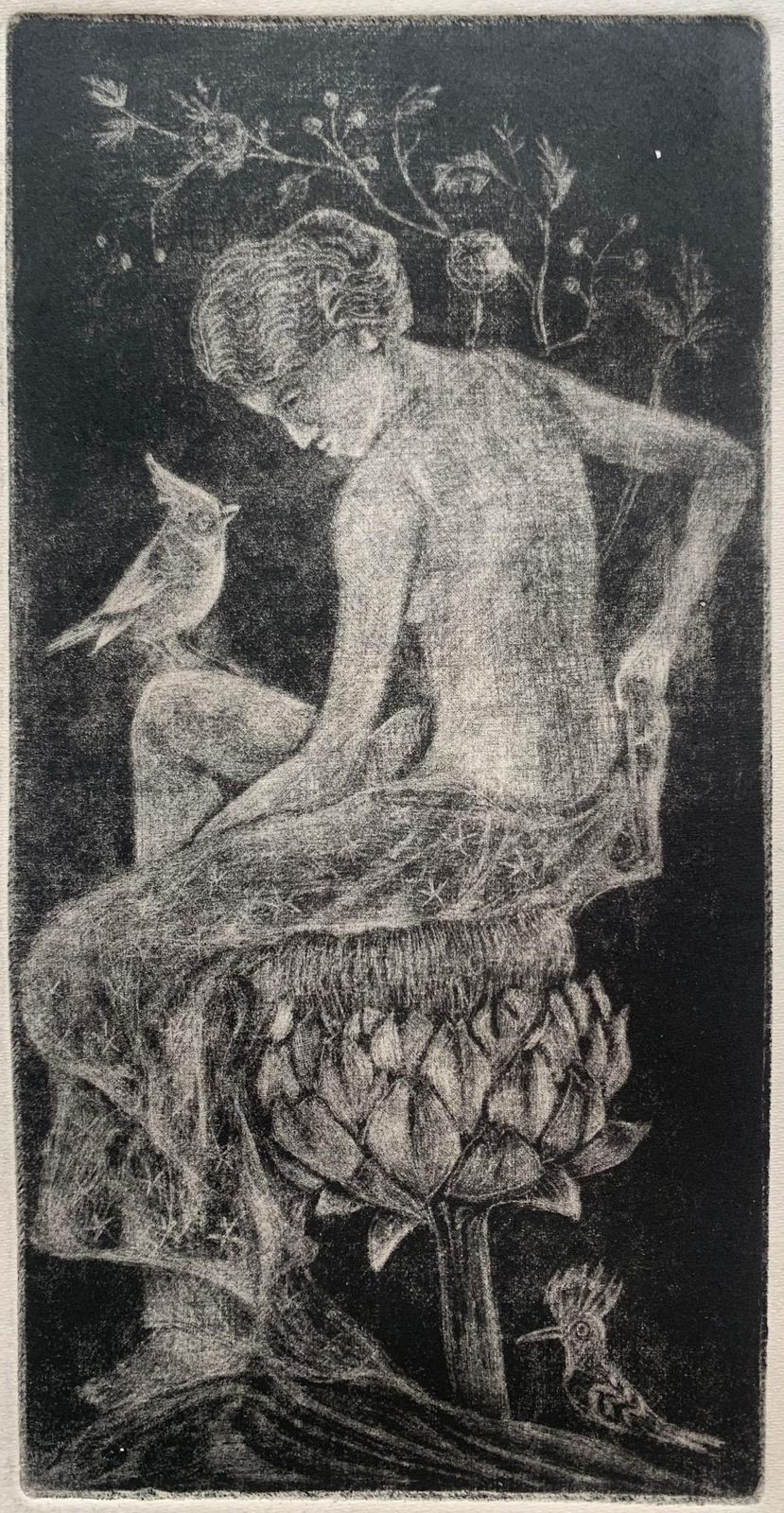 Krystyna Jaszkeartichoke Throne. Mezzotint Print, Figurative, Monochromatic, Polish Artist2024