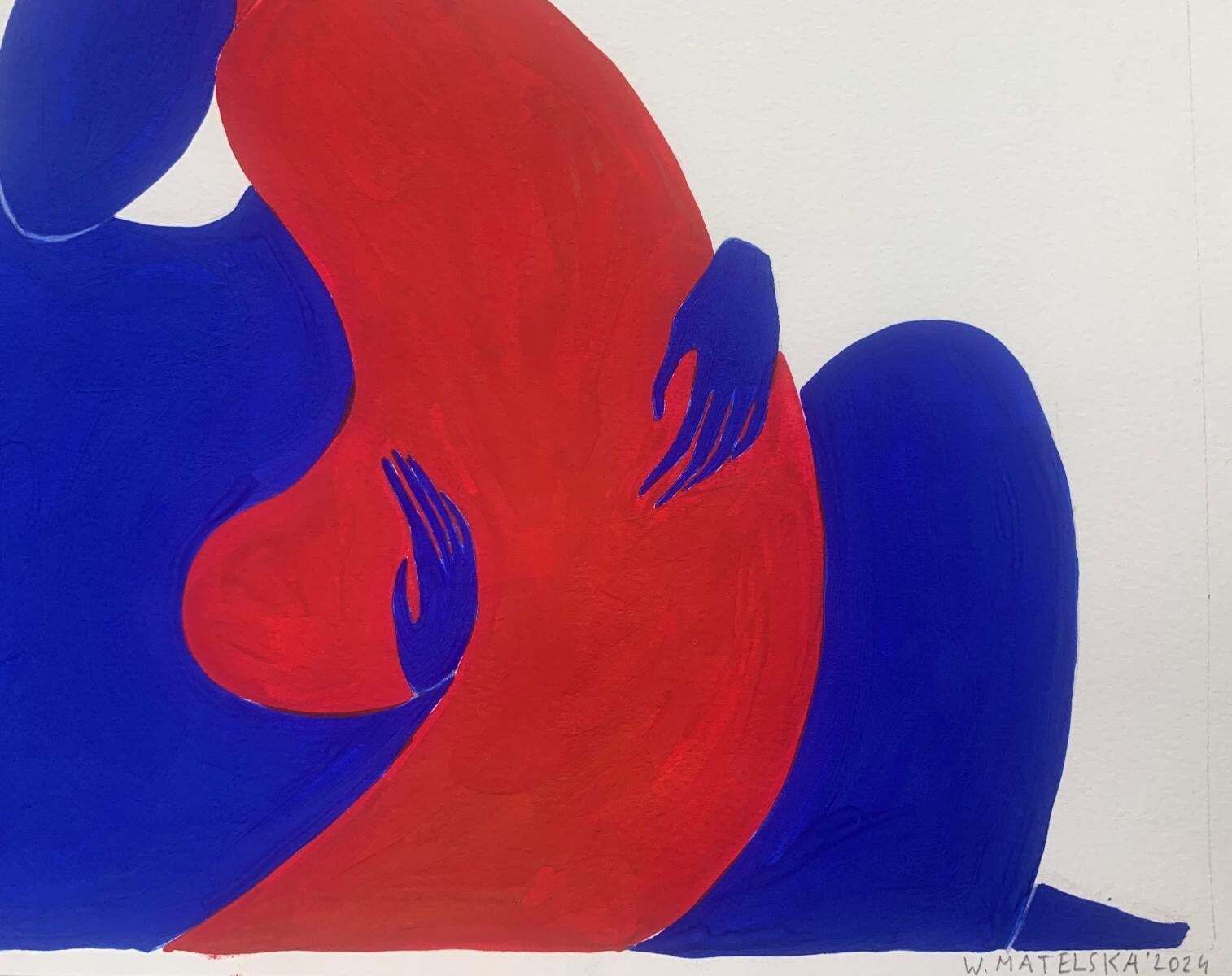 Waleria Matelskain Embrace. Figurative Painting On Paper, Young Art, Vibrant, European Art2024 photo 255.0