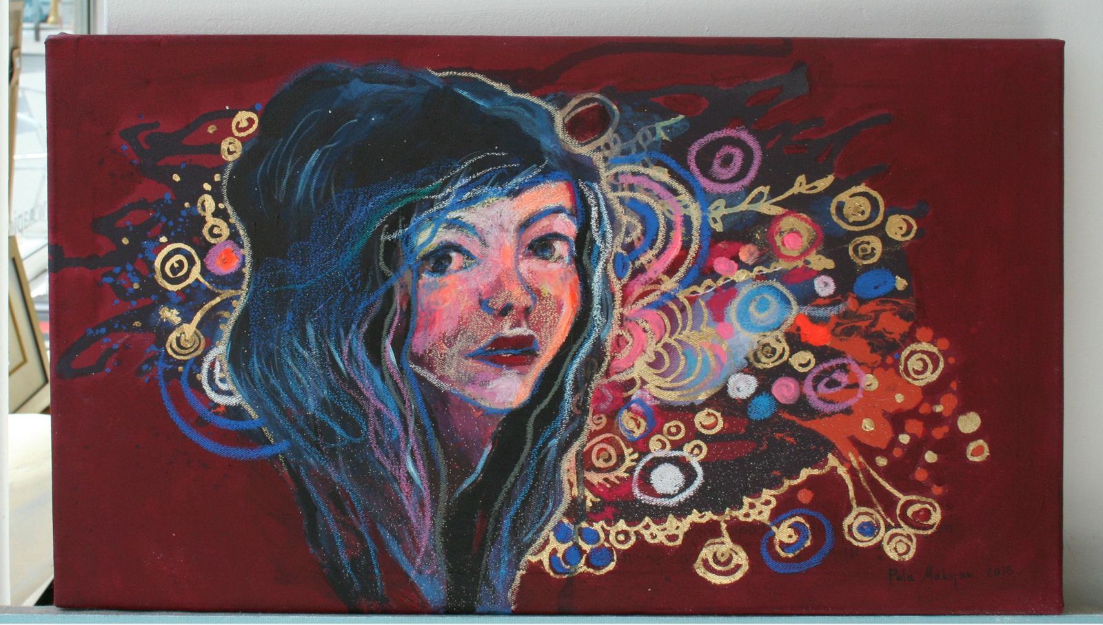 Paulina Maksjanwitkacy   Xxi Century, Figurative Mixed Media Painting, Female Portrait2013 photo furniture