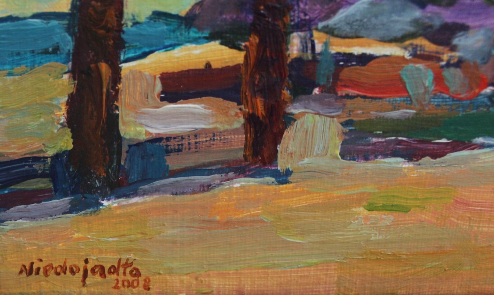 Marek Niedojadłoa View. Small Oil Landscape Painting, Seaside, Colourful, Polish Artist2008 photo buy