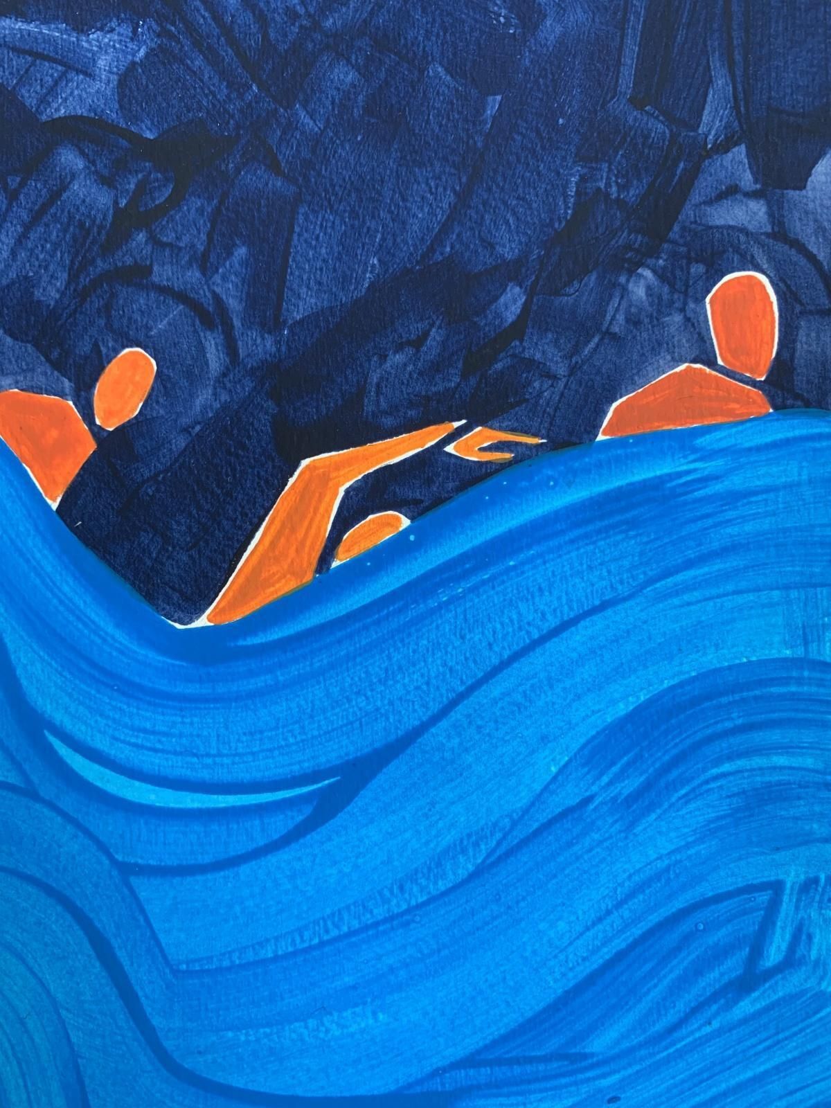 Waleria Matelskanight Arrival. Figurative Painting On Paper, Young Art, Vibrant, European Art2021 photo 213.0