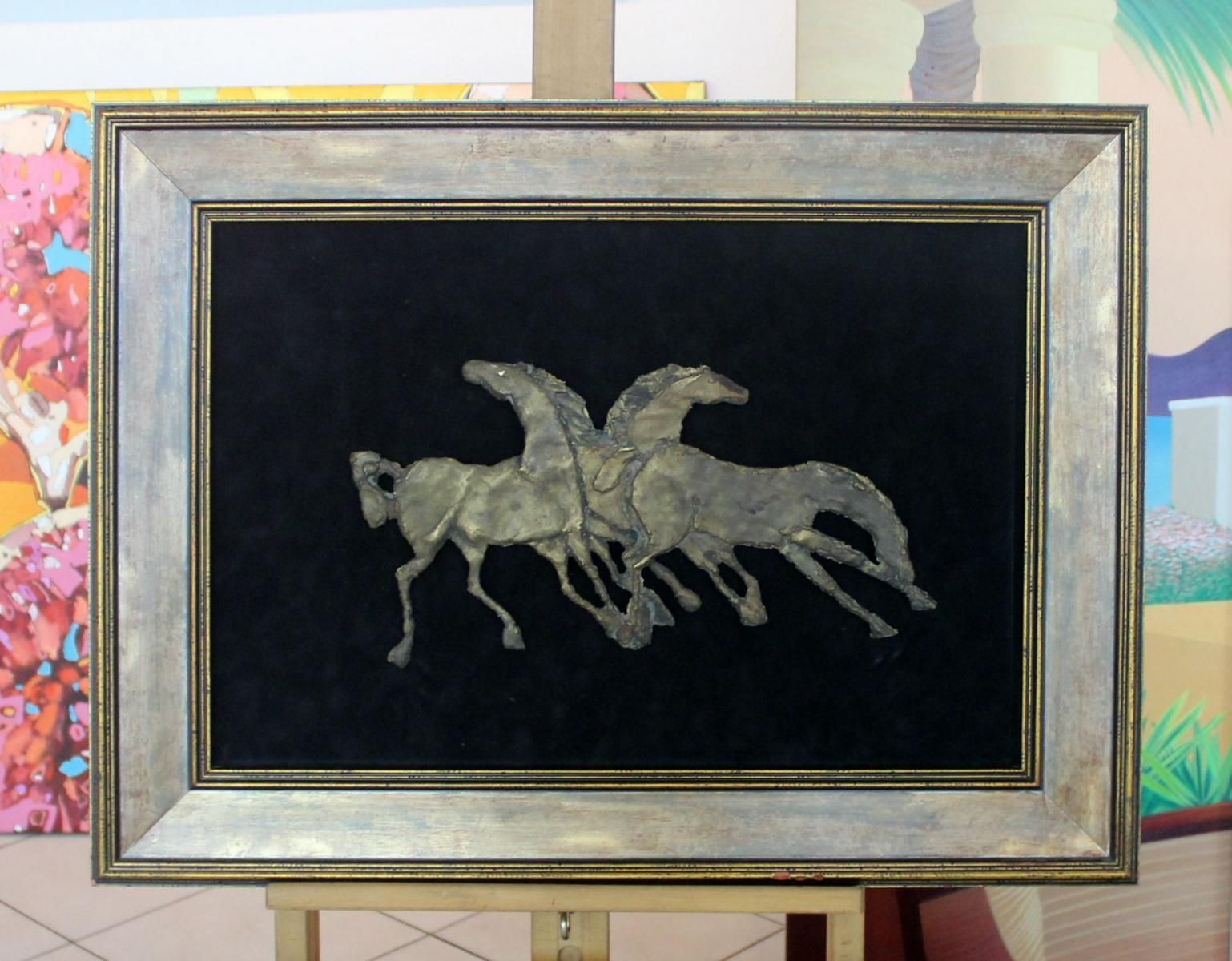 Lesniakhorses   Mixed Media, Bronze Relief On Velvet, Figurative, Animals2000 photo furniture