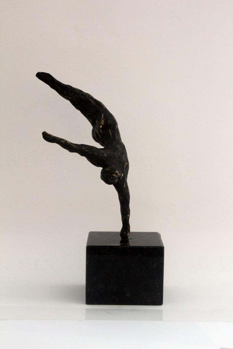 Ryszard Piotrowskian Acrobat. Bronze Figurative Sculpture, Nude, Dynamic Composition, Polish Art photo for sale