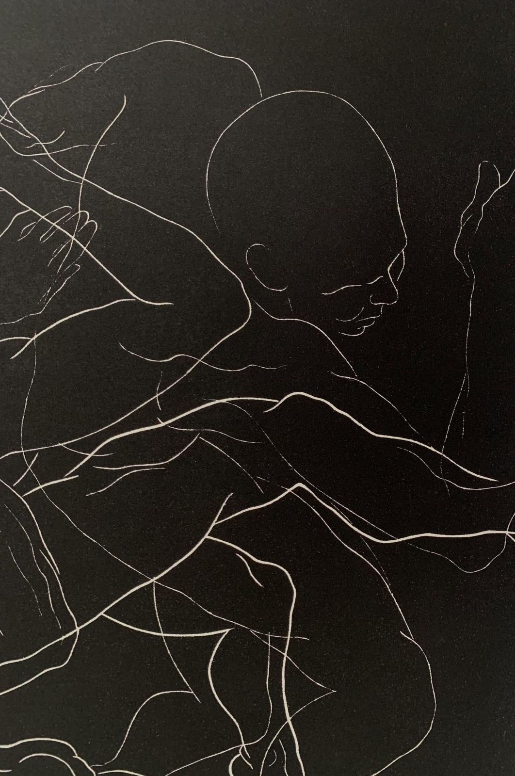 Luiza Kasprzykaction 2   Young Artist, Figurative Print, Linocut, Black & White2021 photo Art