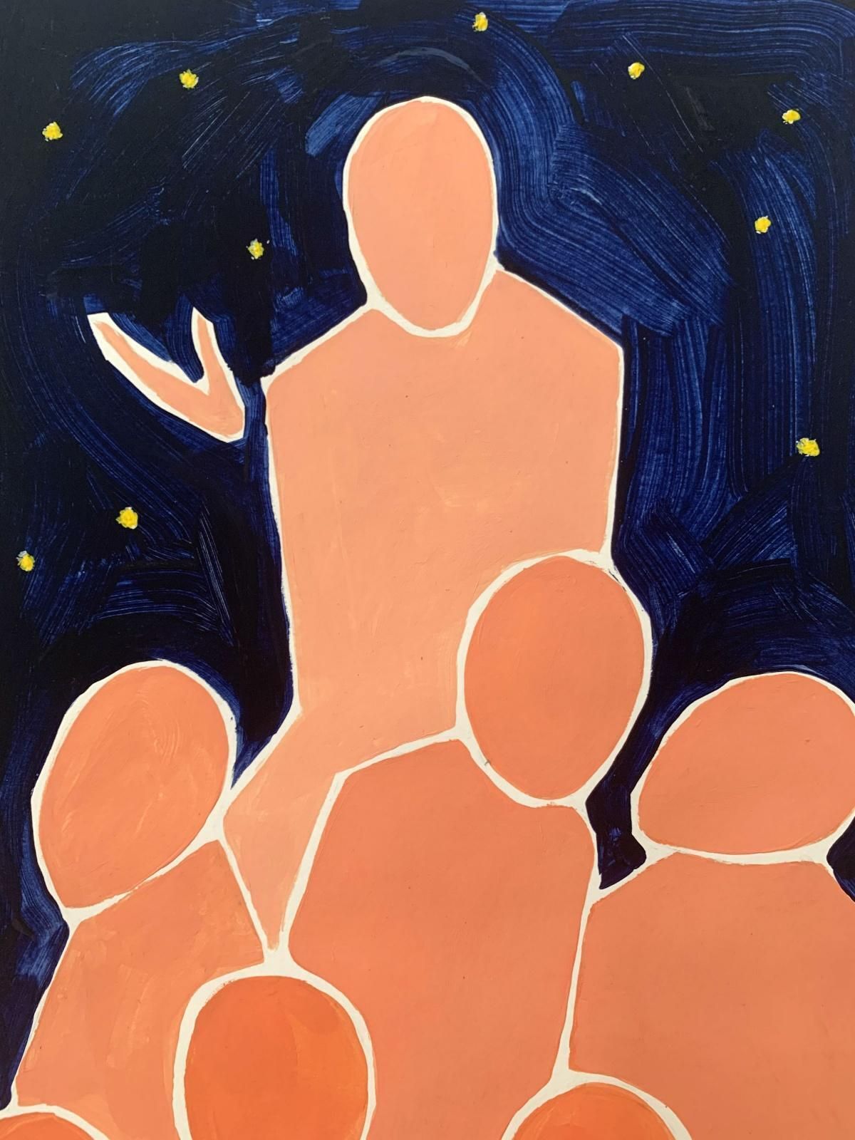 Waleria Matelskaprophet   Figurative Acrylic Painting On Paper, Young Art, Minimalism, Vibrant 2020 photo Art