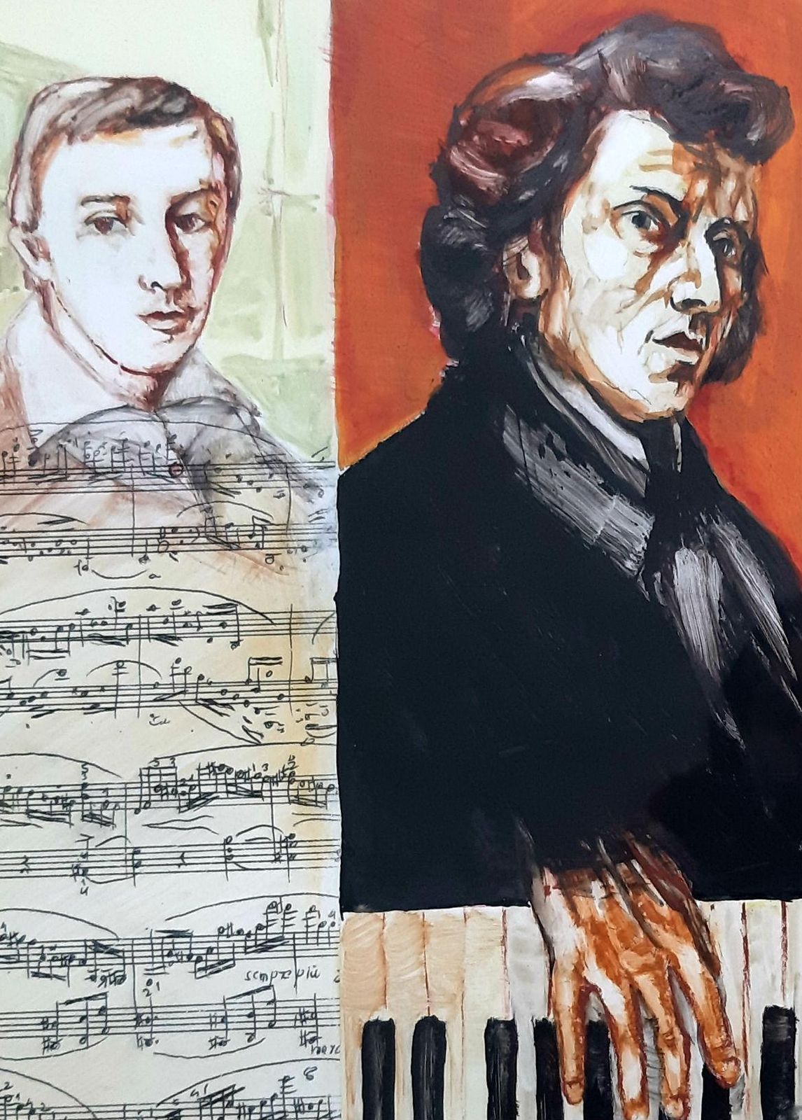Ryszard Marian Owczarekfrederick Chopin   Contemporary Portrait Painting, Music & Notes, Realism2010 photo furniture