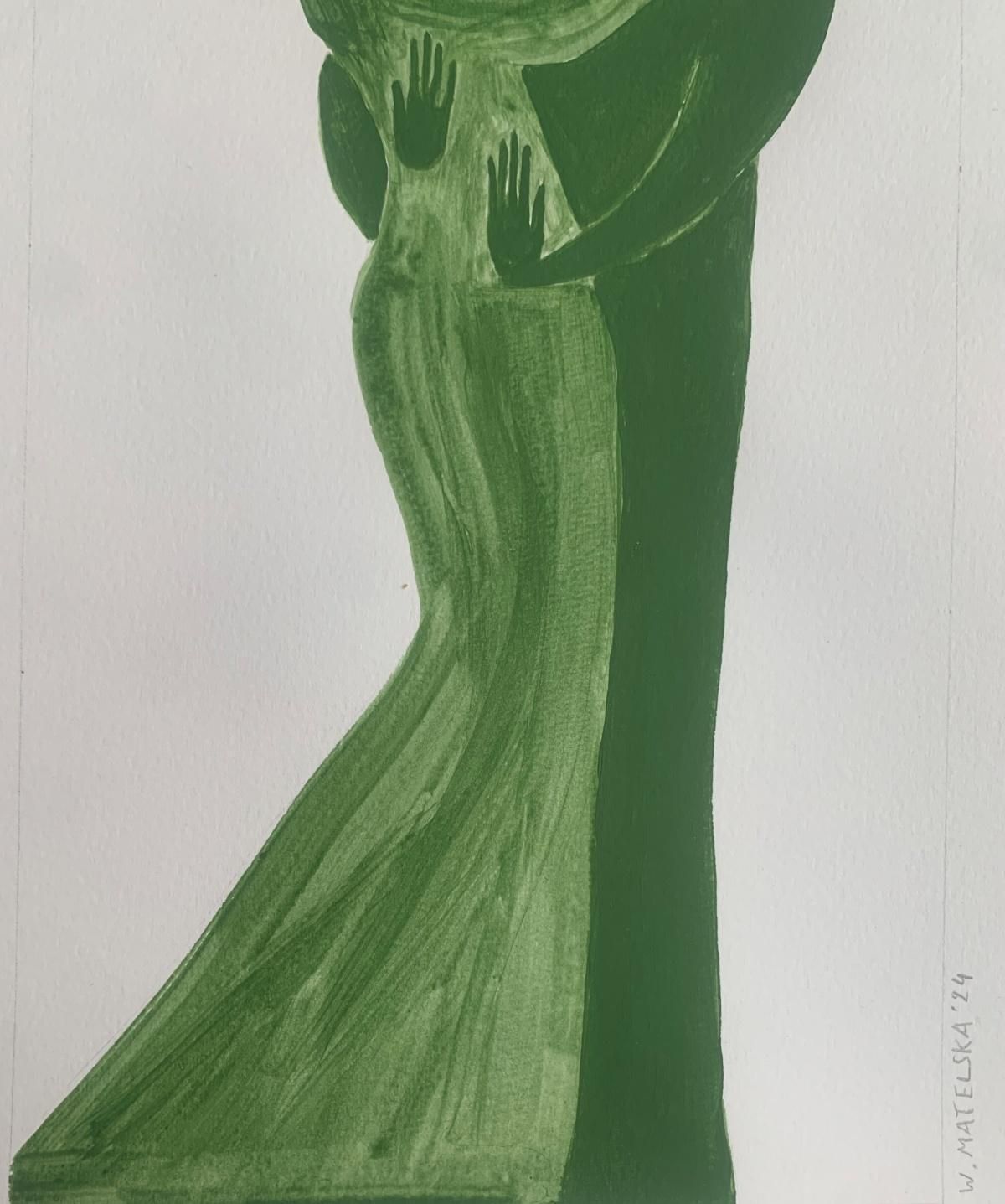 Waleria Matelskain Embrace. Figurative Painting On Paper, Young Art, Vibrant, European Art2024 photo for sale