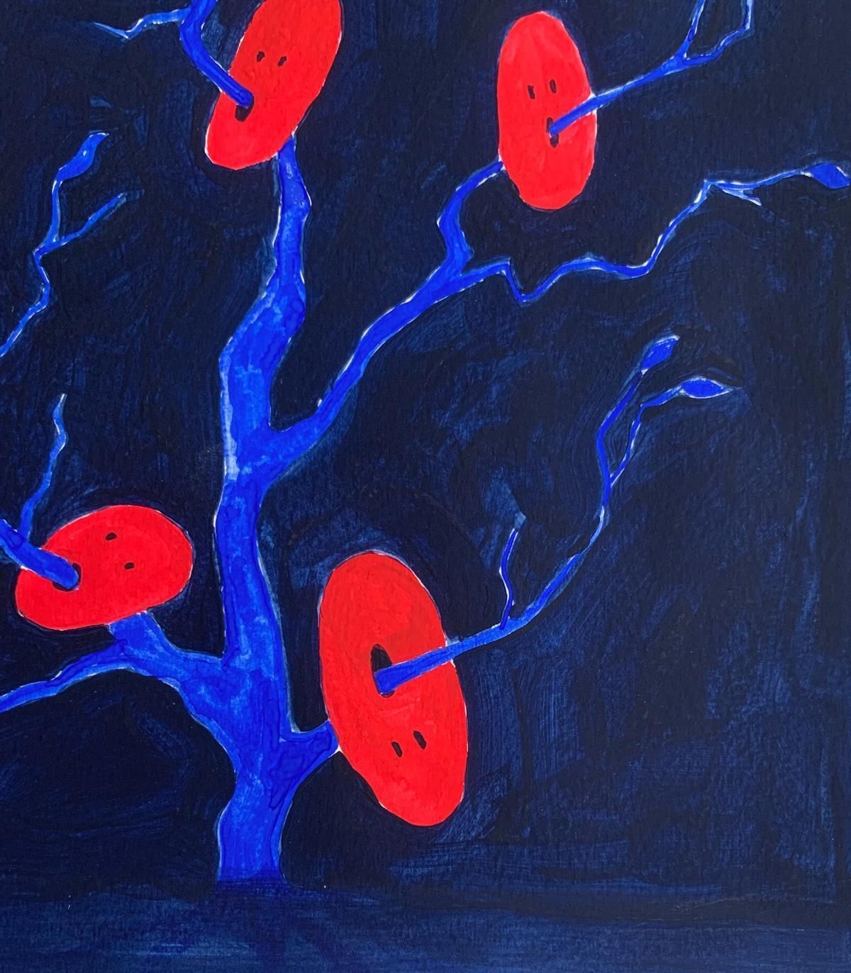 Waleria Matelskared Masks. Figurative Painting On Paper, Young Art, Vibrant, European Art2024 photo Art