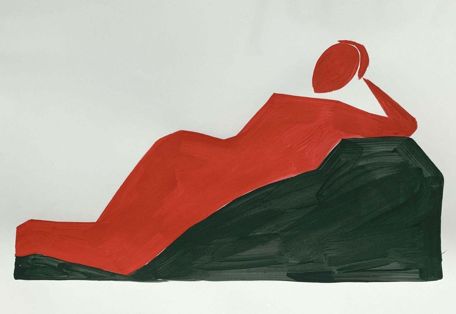 Waleria Matelskalying Down. Figurative Painting On Paper, Young Art, Vibrant, European Art2020 photo furniture