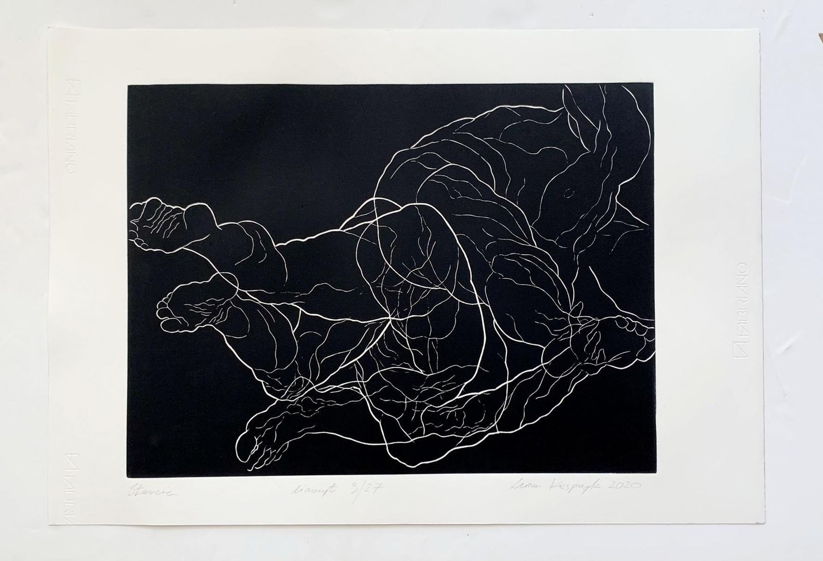Luiza Kasprzykclash   Young Artist, Figurative Print, Linocut, Black & White2020 photo furniture
