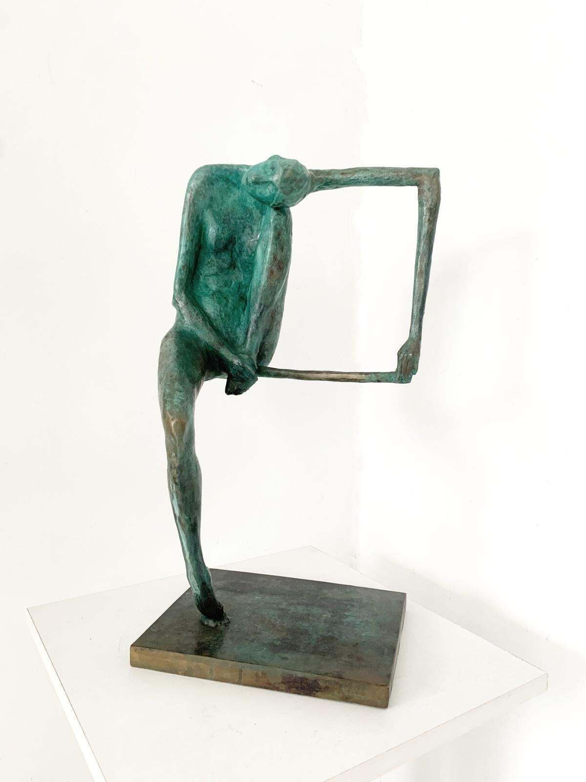 Olga Prokop Misniakiewiczon A Carpet Hanger. Figurative Bronze Sculpture Polish Art, Limited Edition2023