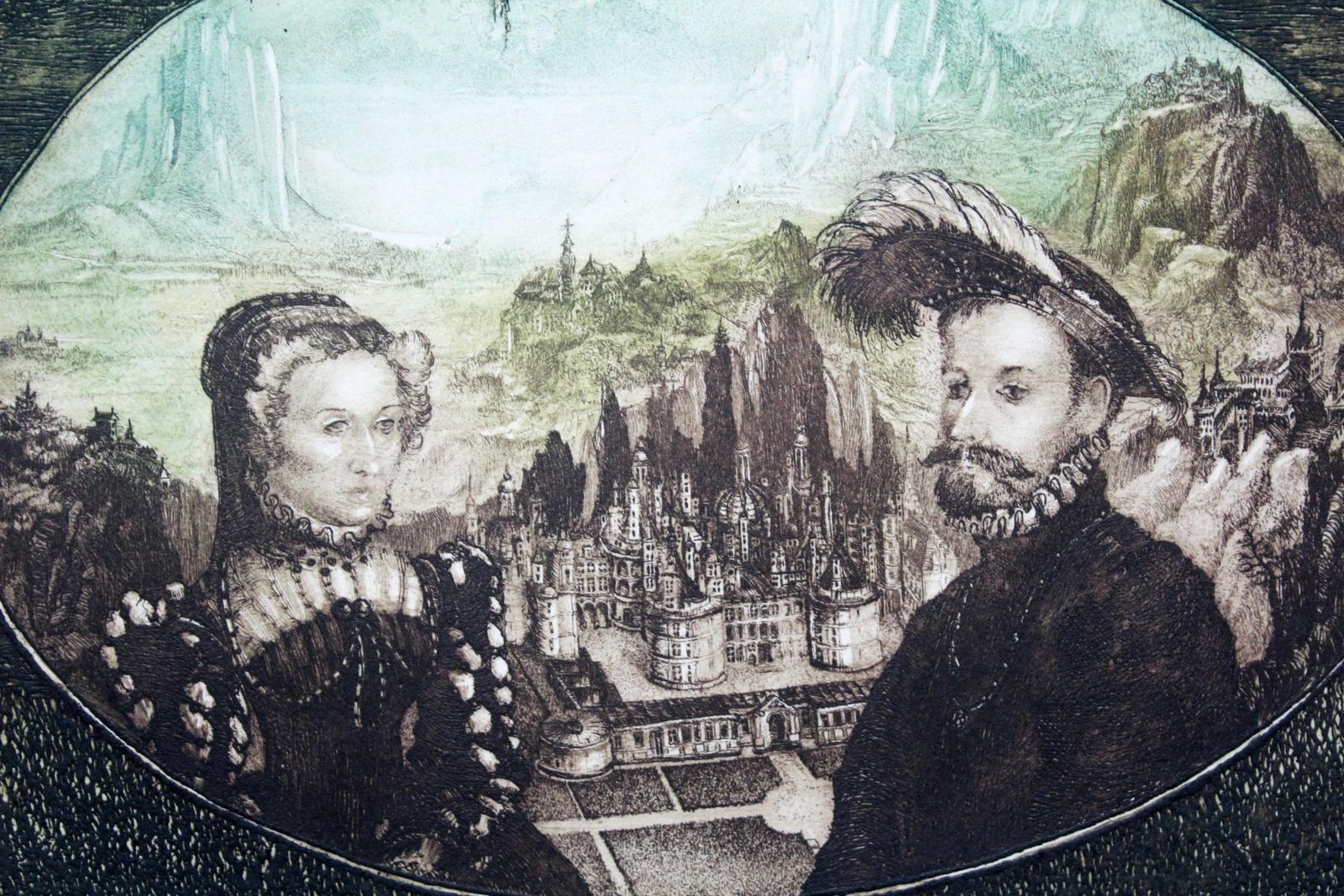 Barbara Rosiakrenaissance Fantasy   XX Century, Figurative Etching Print, Portrait, Landscape1979 photo for sale