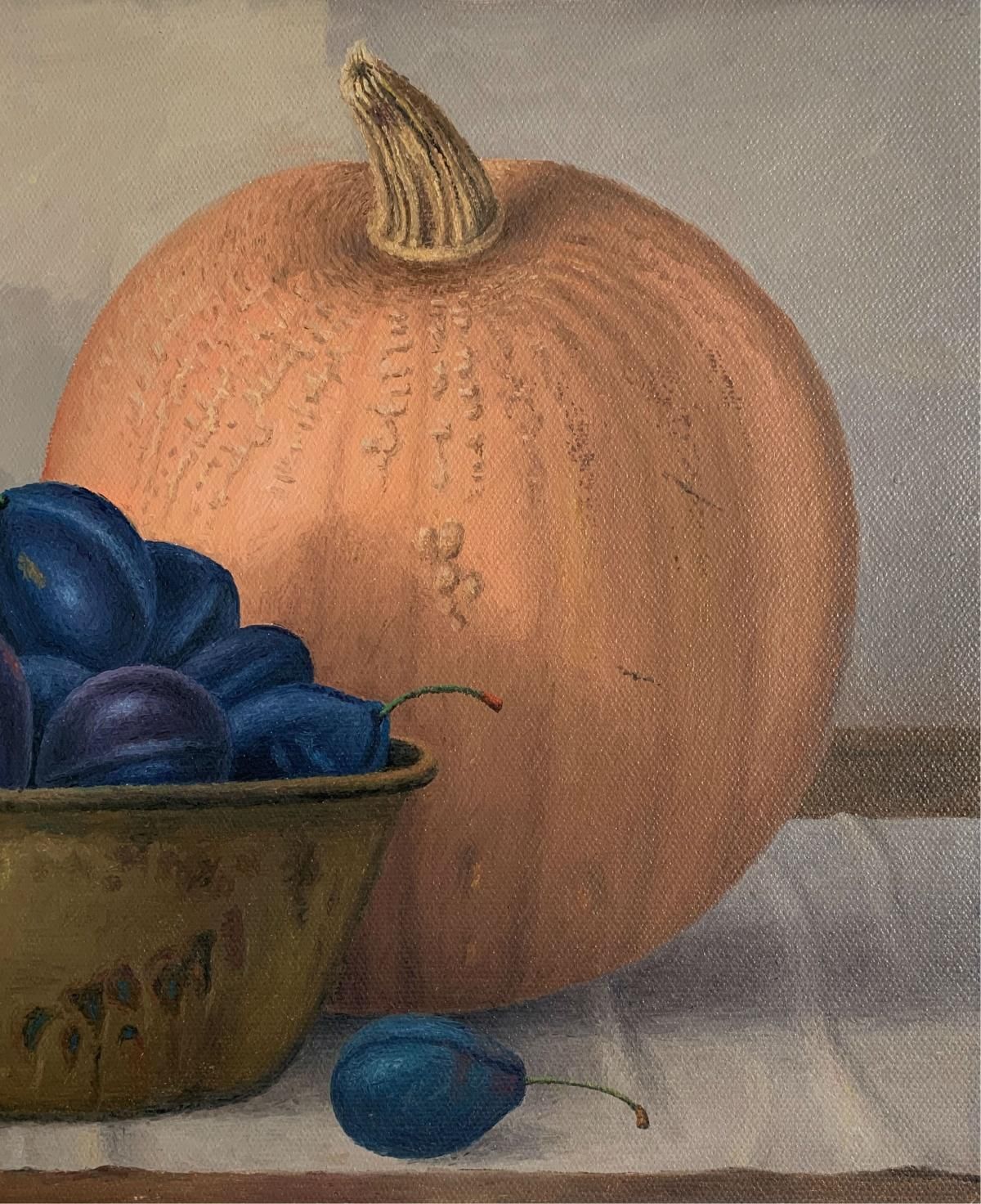 Zbigniew Wozniakstill Life With Pumpkin   Figurative Oil Painting, Realism, Polish Art2020 photo for sale