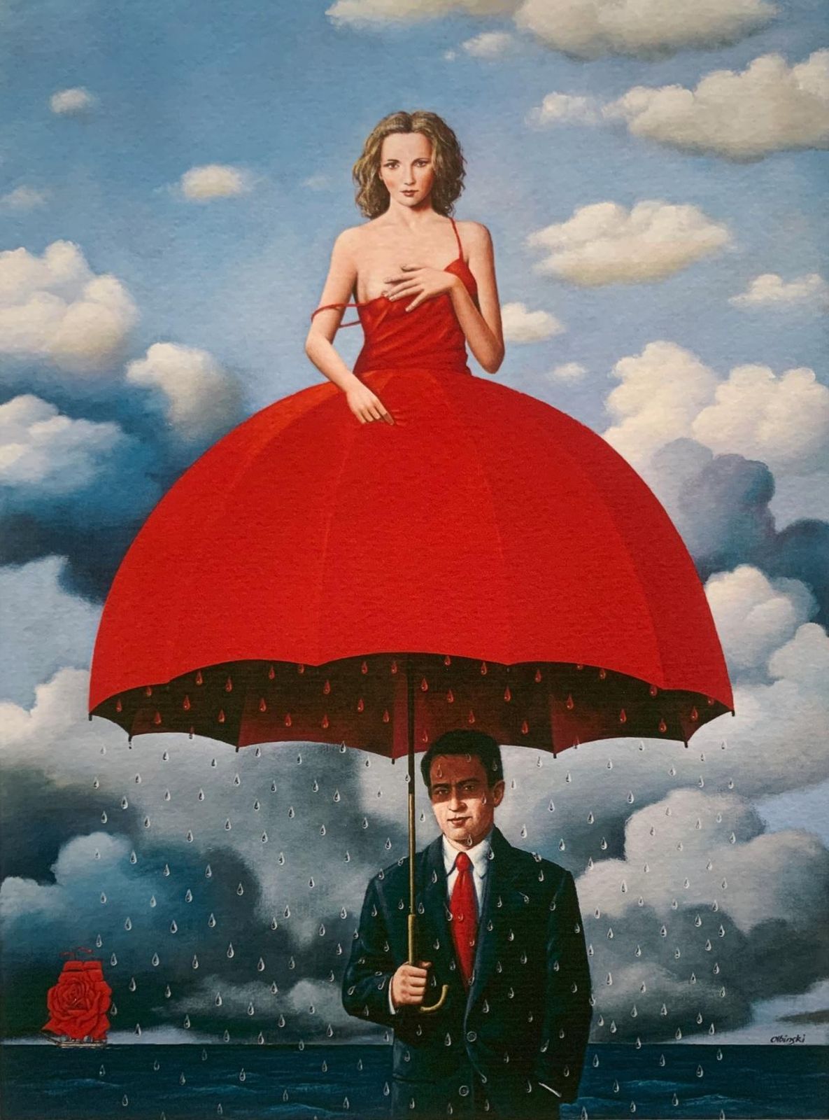 Rafał Olbińskian Umbrella. Limited Edition Print, Surrealism, Established Polish Artist2024