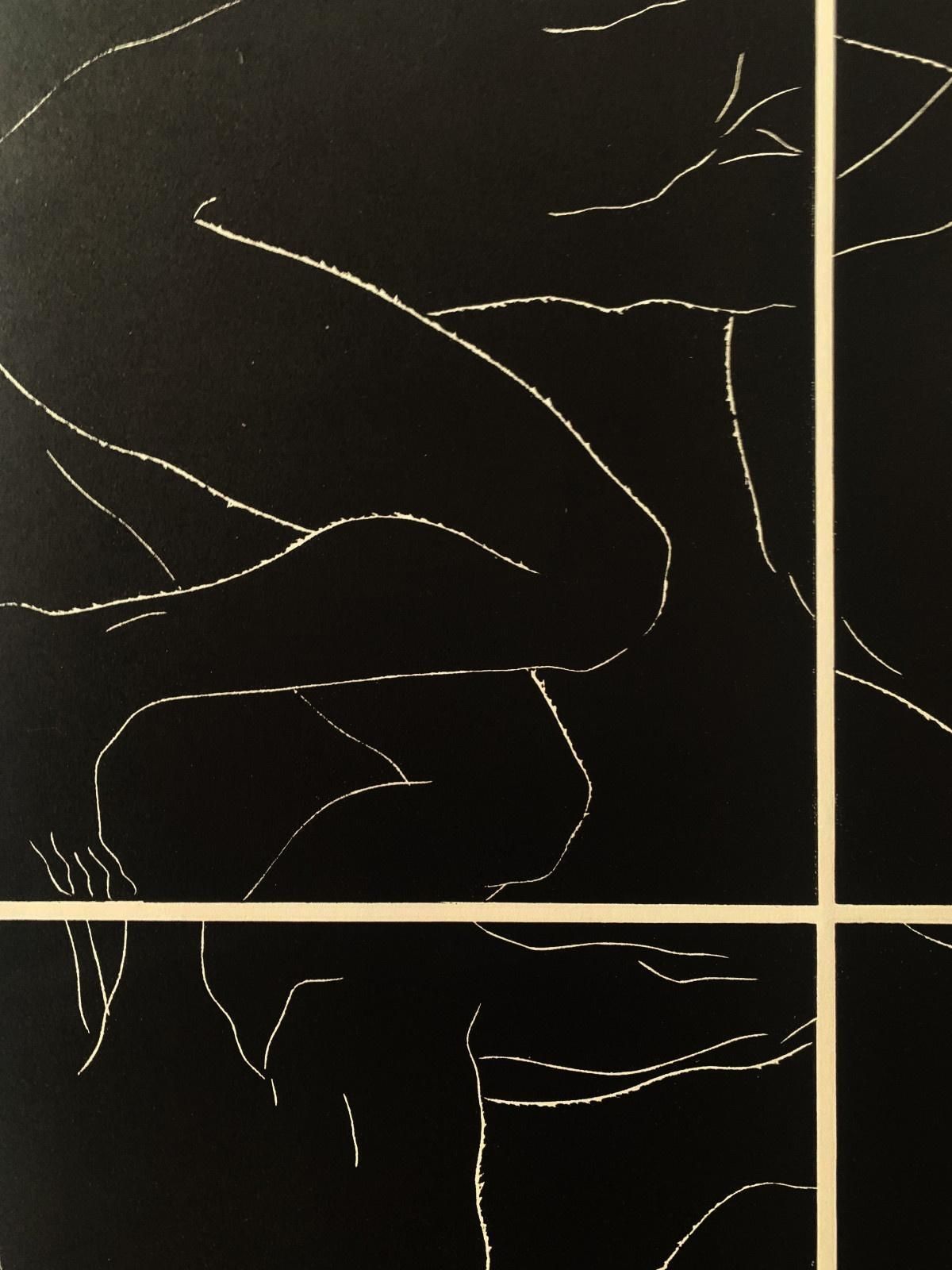 Luiza Kasprzykwindows. Young Artist, Figurative Print, Linocut, Black & White, Polish Art2023 photo furniture