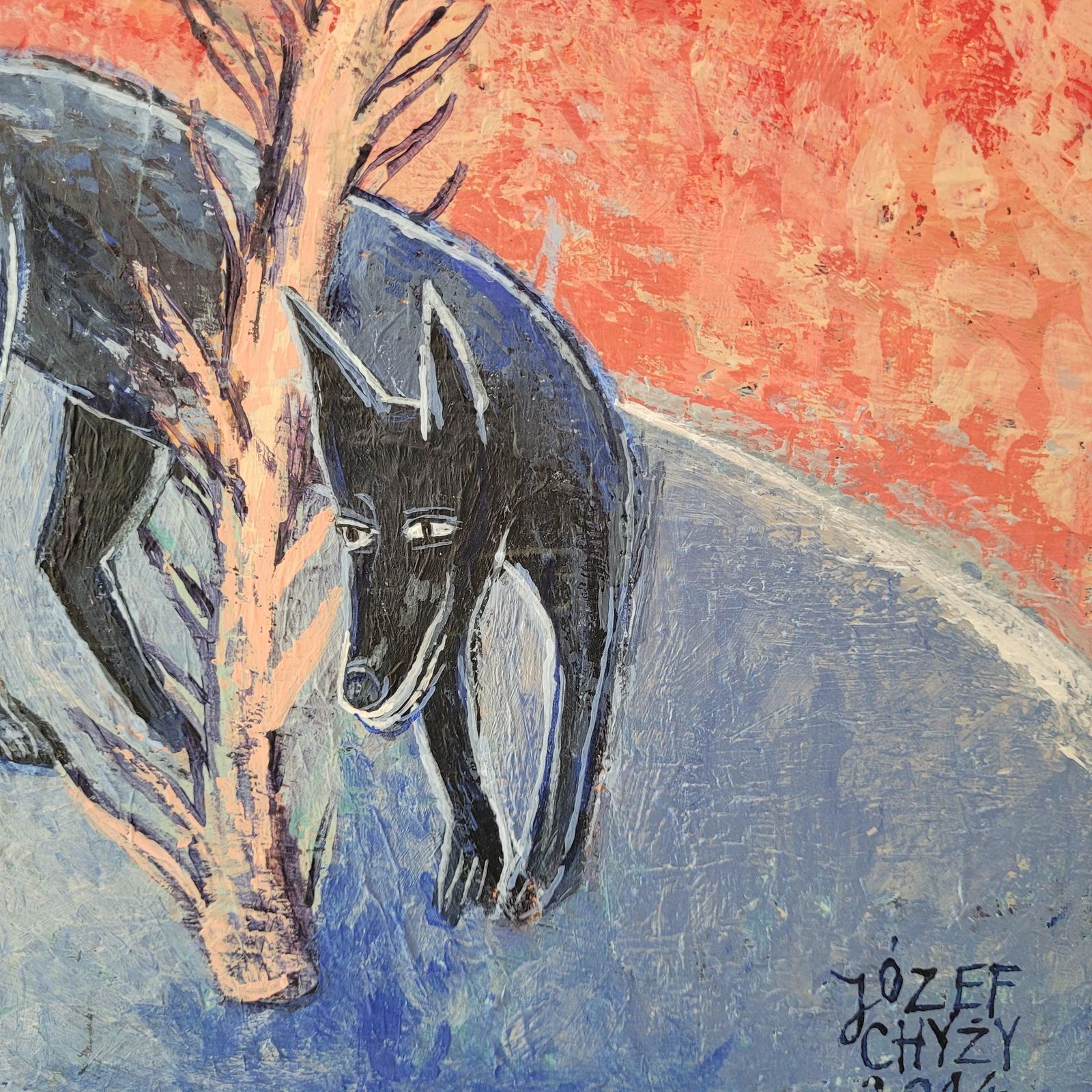 photo for sale Józef Chyżydance   Contemporary Figurative Acrylic Painting, Animal, Xxi Century2014