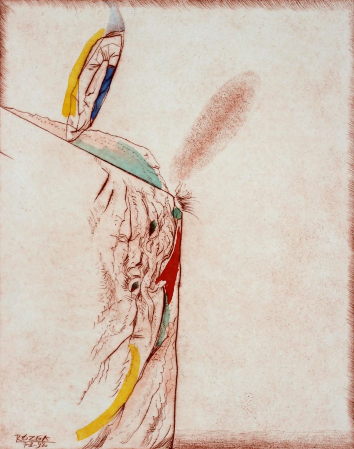 Leszek Rózgaegea, An Edge   XX Century, Abstract Etching Print, Colorful1992