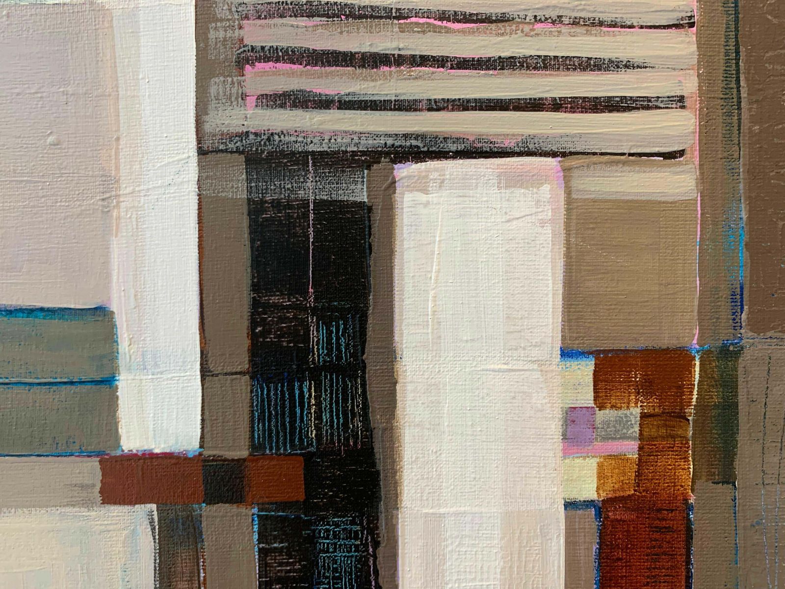 Iwona Delińskaa Composition. Geometrical Abstract Oil Painting, Polish Artist2005 photo vinterior