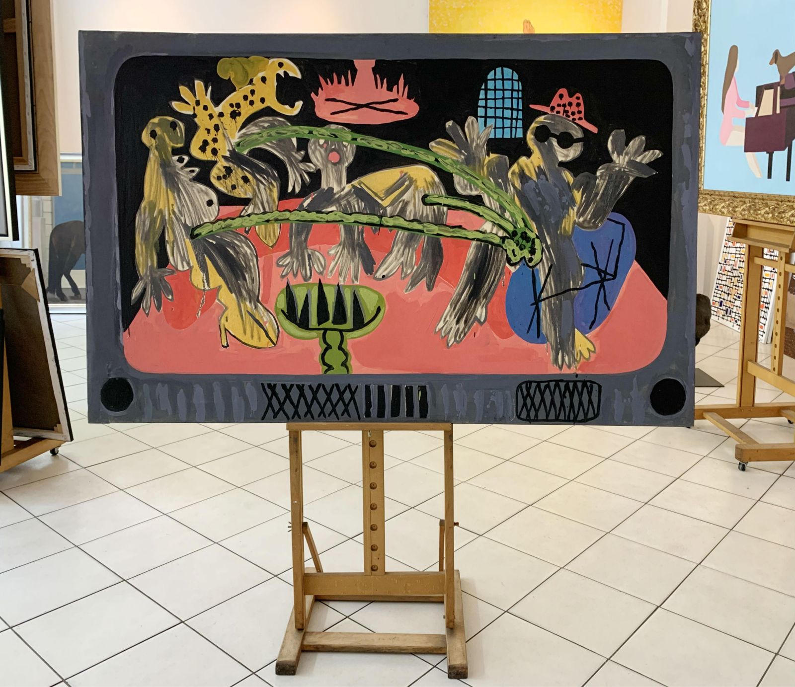 Dawid Polonybreakfast Tv   Xxi Century, Figurative Abstract Painting, Colorful2014 photo furniture