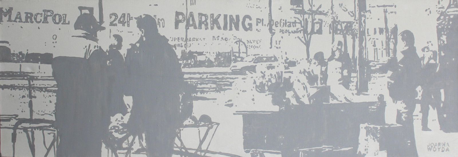 Joanna Woydawarsaw   Xxi Century Contemporary Oil & Acrylic Painting City View Monochromatic2017