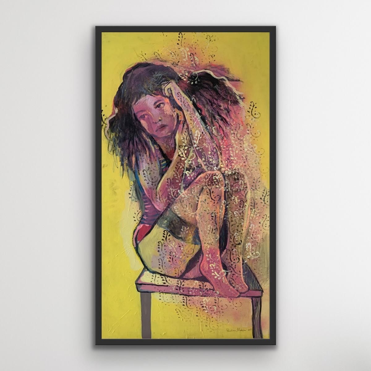 photo furniture Paulina Maksjanthoughtfulness   Xxi Century, Figurative Mixed Media Painting, Female Portrait2013