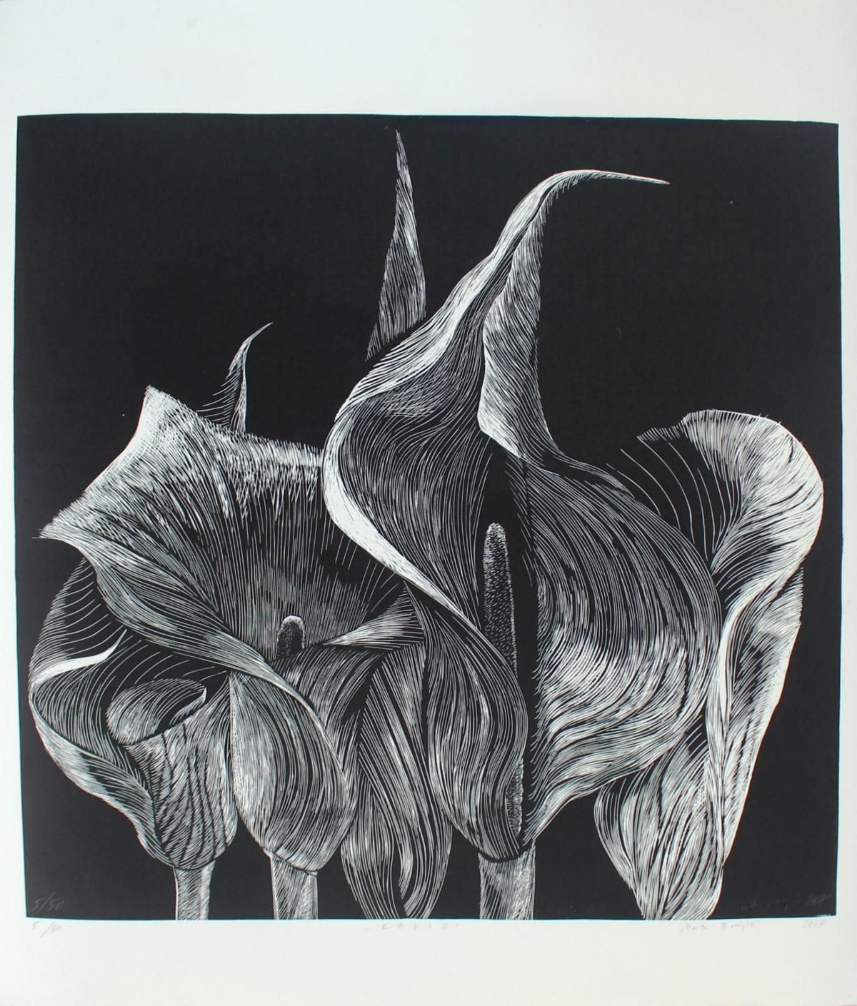 Marta Bozykcantedeskia   Xxi Century, Linocut, Flower, Contemporary Figurative Art2017 photo furniture