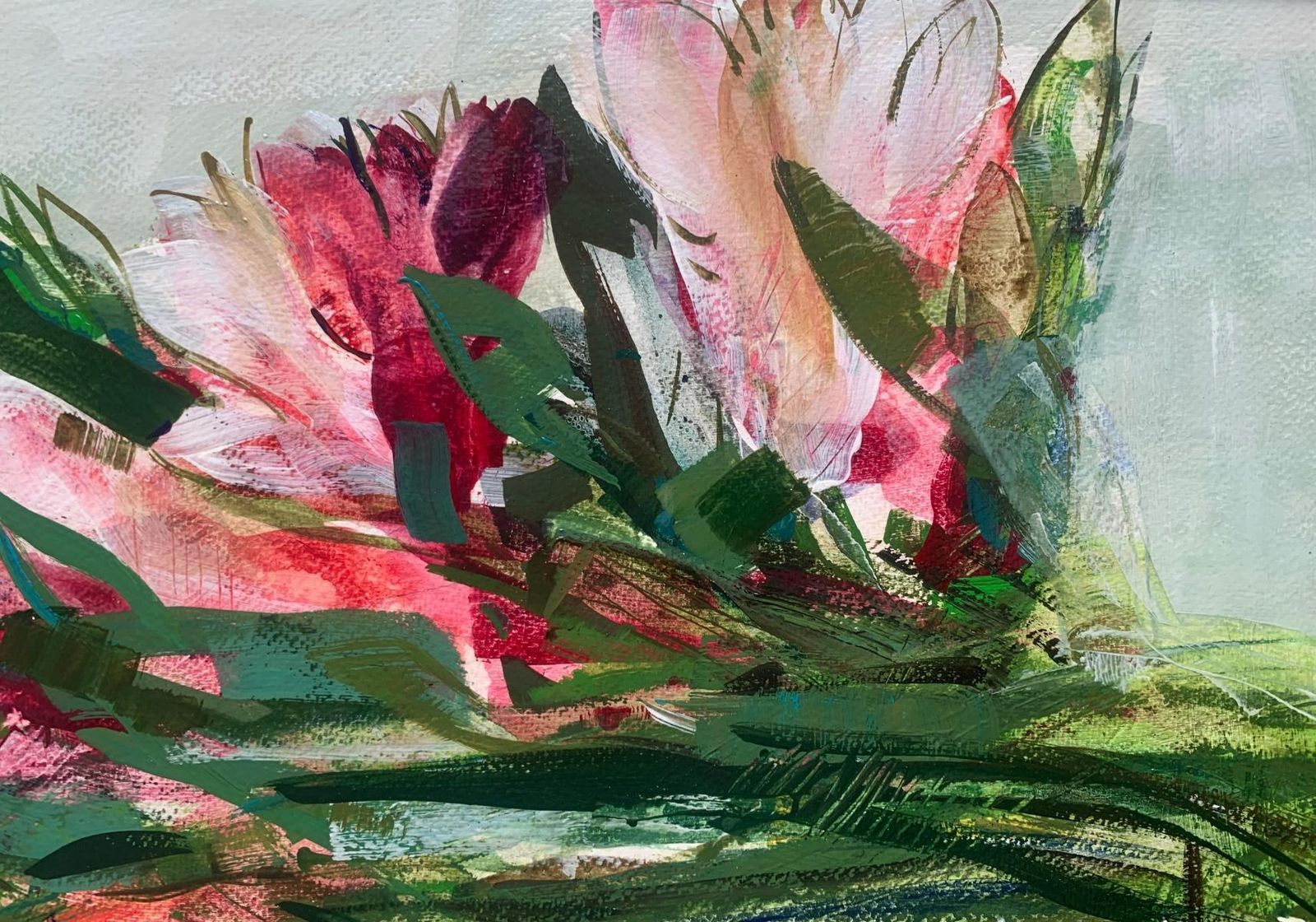 Bożena Lesiaktulips. Gouache Painting, Abstract, Figurative, Flowers, Polish Art2024 photo vinterior