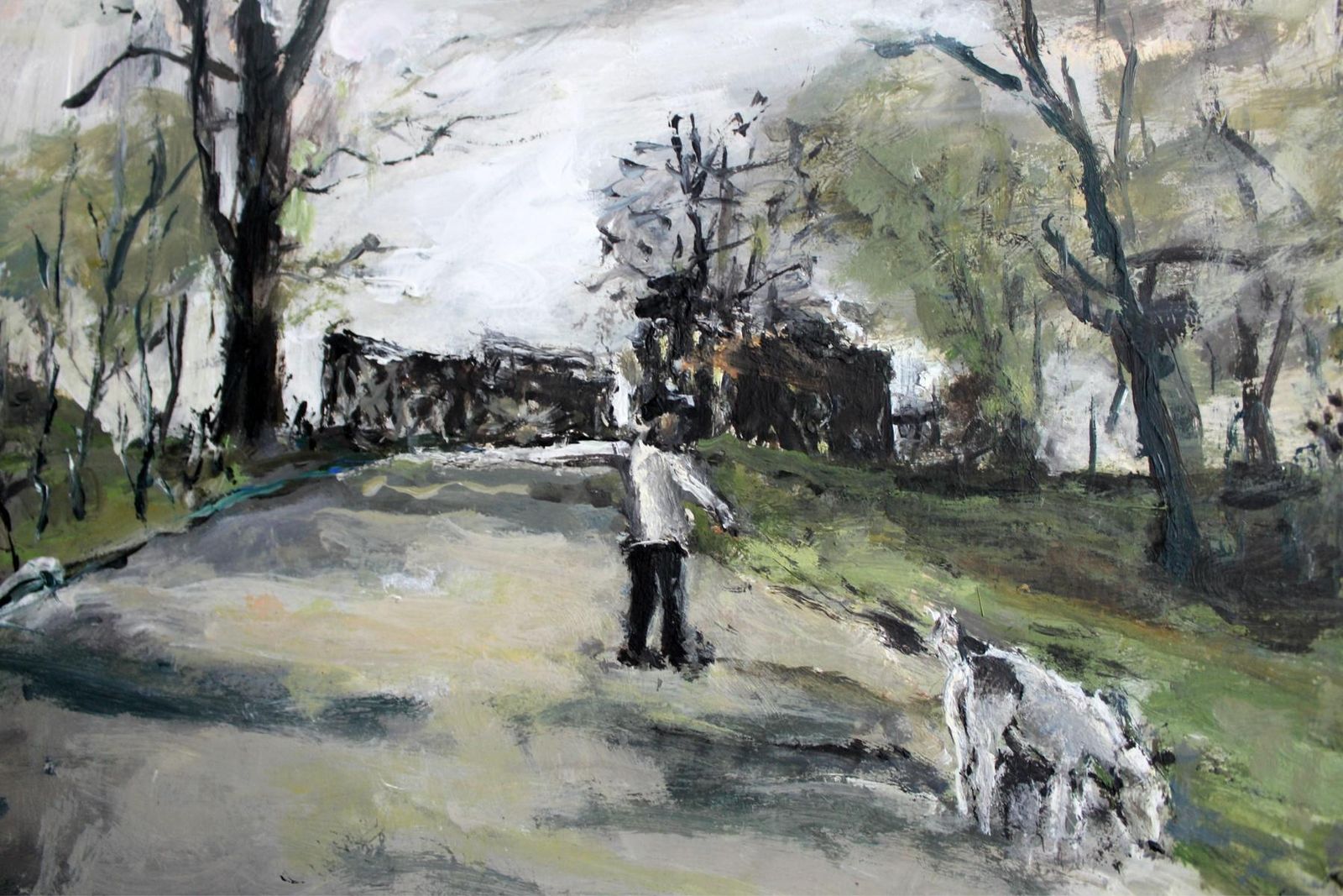 Magdalena Spasowiczby The Bzura River   Xxi Century, Oil On Cardboard, Figurative, Landscape2010 photo for sale