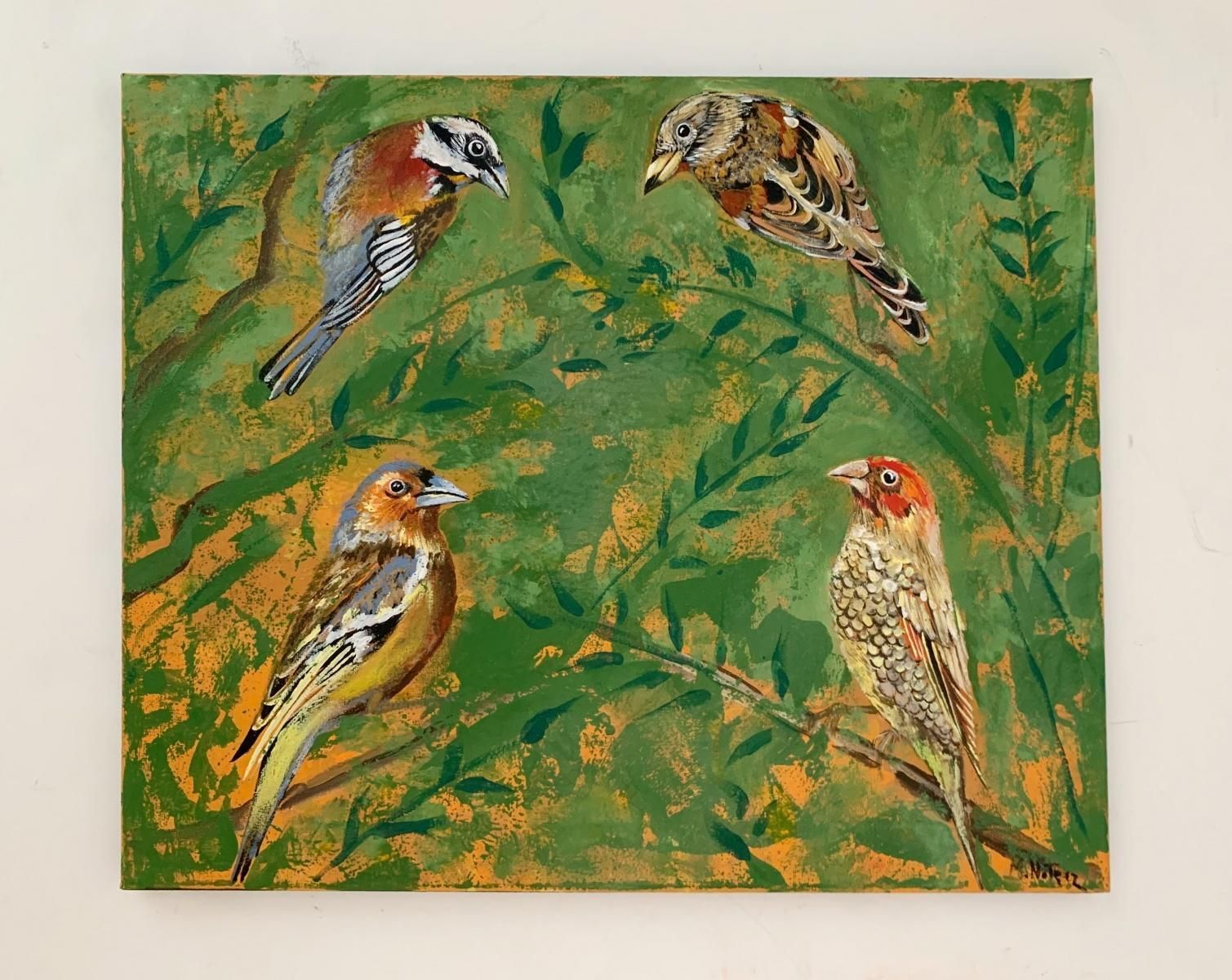 Magdalena Nałęczgardens Of Delight 27   Figurative Acrylic Painting Animals Bright Colours Birds2021 photo furniture