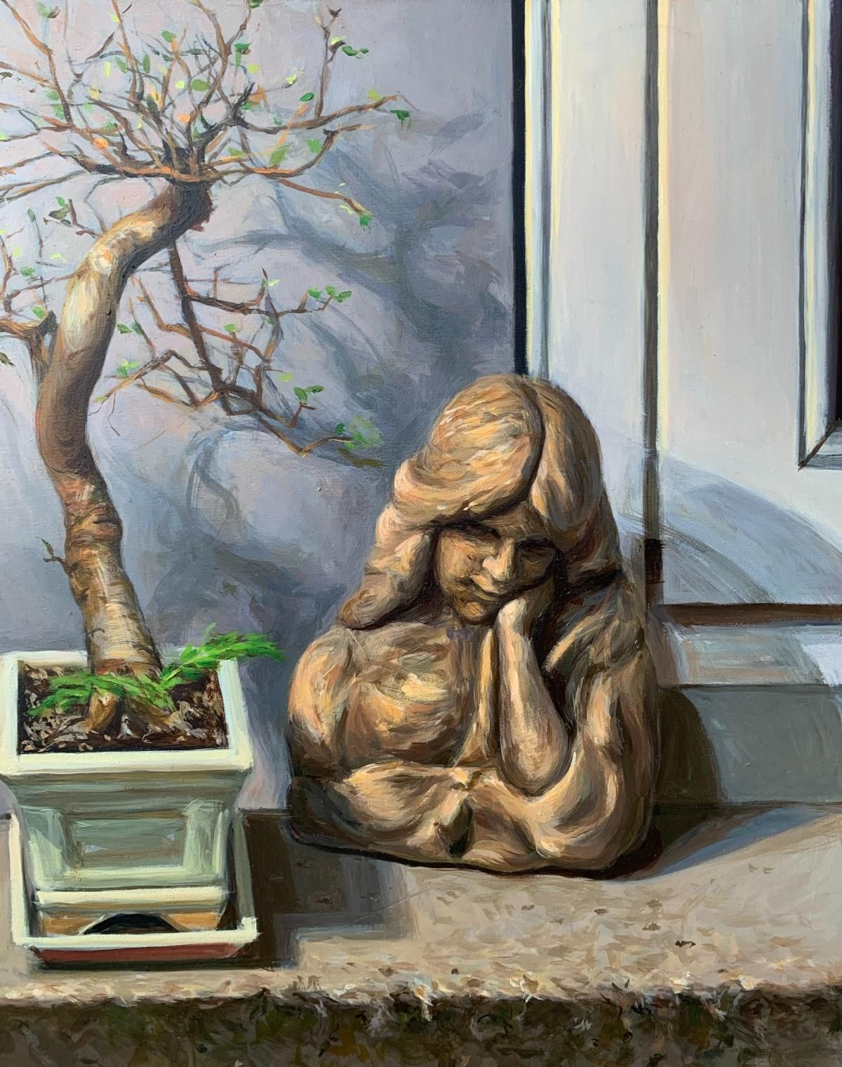 Agnieszka Staak Janczarskaprologue    Figurative Oil Realistic Painting, Interior, Polish Young Artist2021 photo furniture