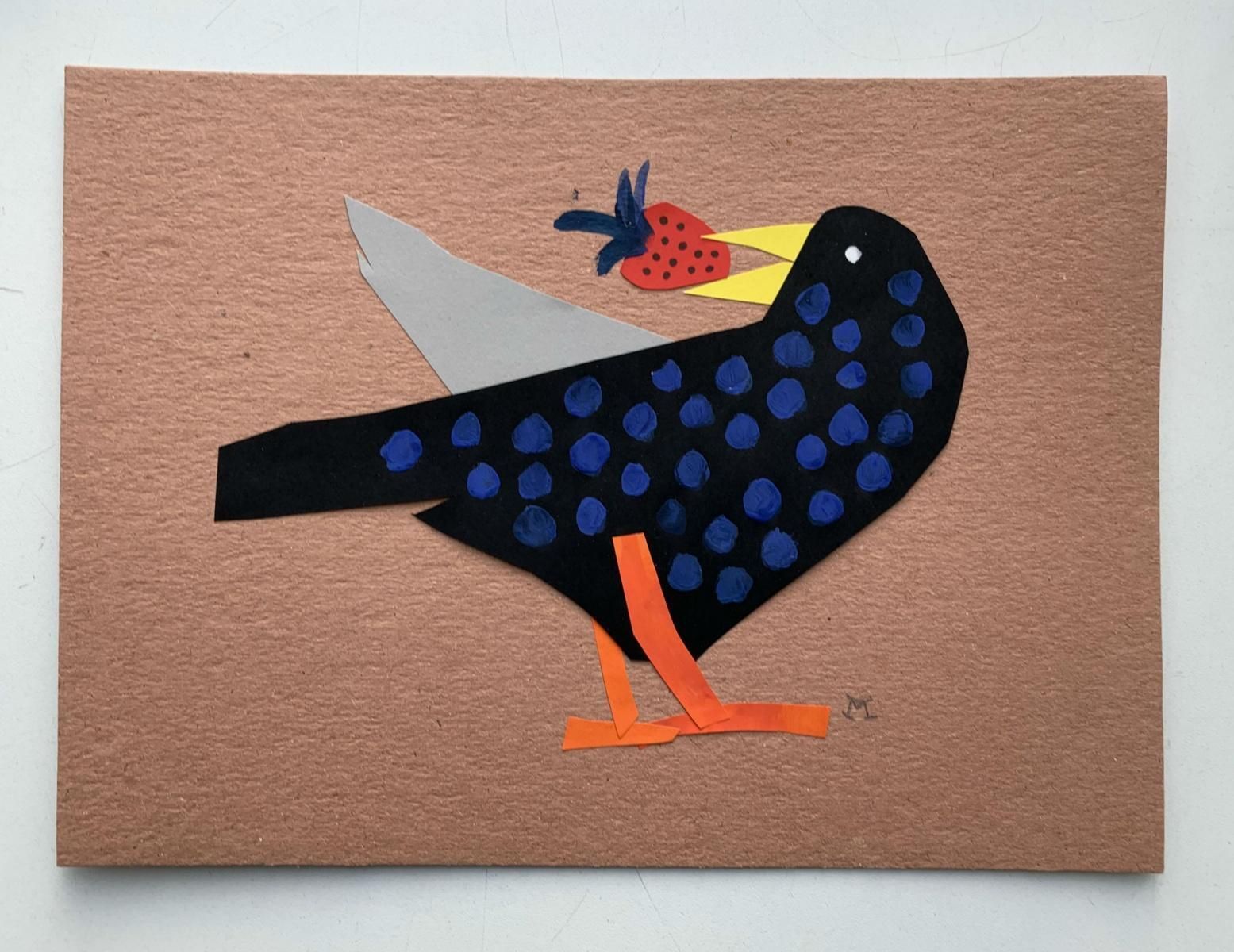 Marianna Oklejakstarling Crow. Papercut & Gouache Artwork,  Figurative, Polish Artist2020 photo furniture