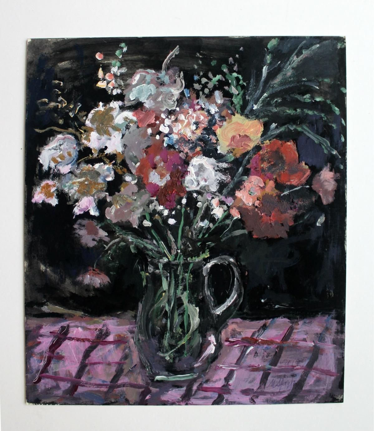 Magdalena Spasowiczbouquet   Xxi Century, Oil Painting, Figurative, Grey Tones, Still Life2010 photo furniture