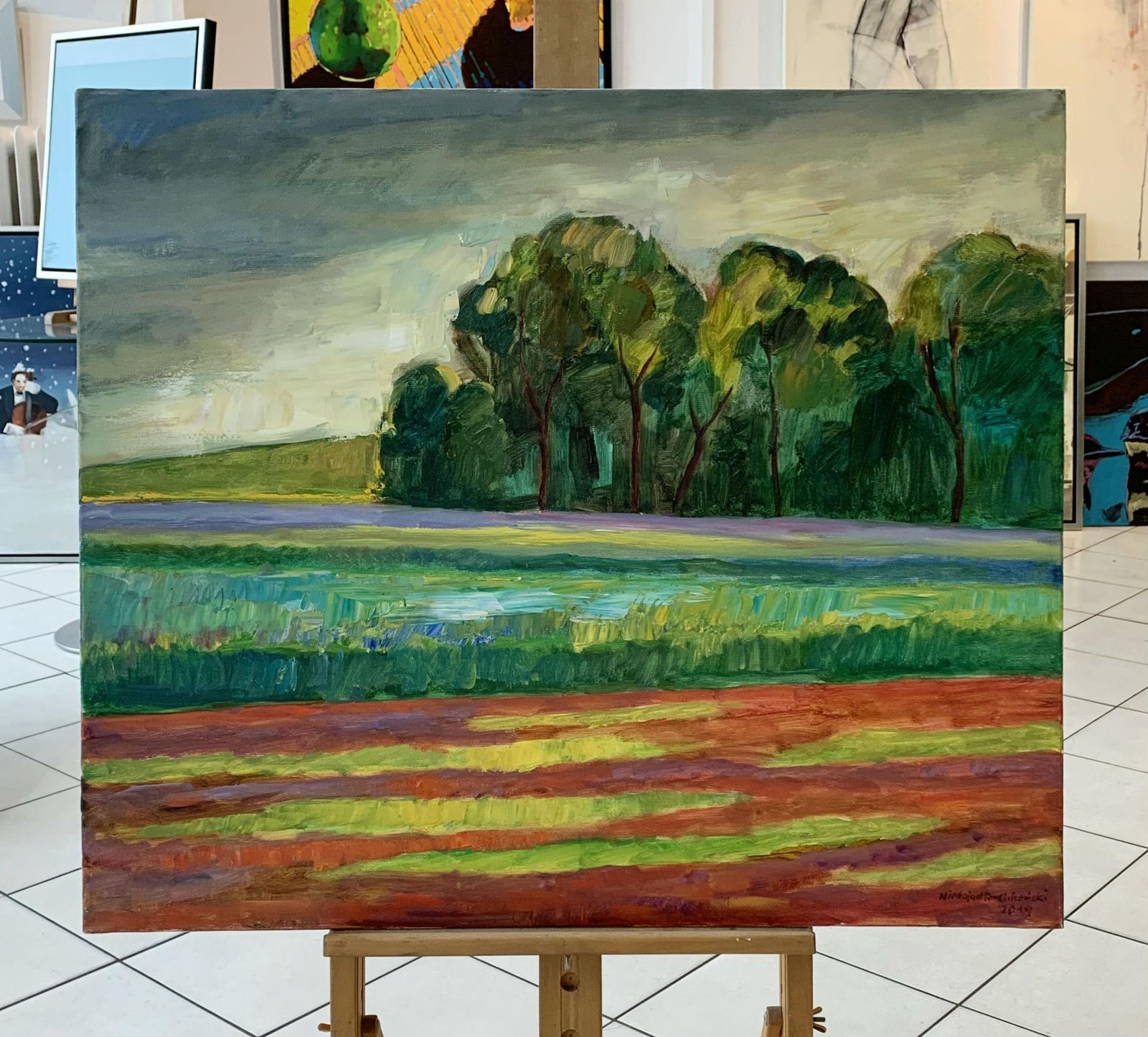 Marek Niedojadłoa Meadow   Xxi Century, Oil Landscape Painting, Colourful, Nature View2019 photo furniture