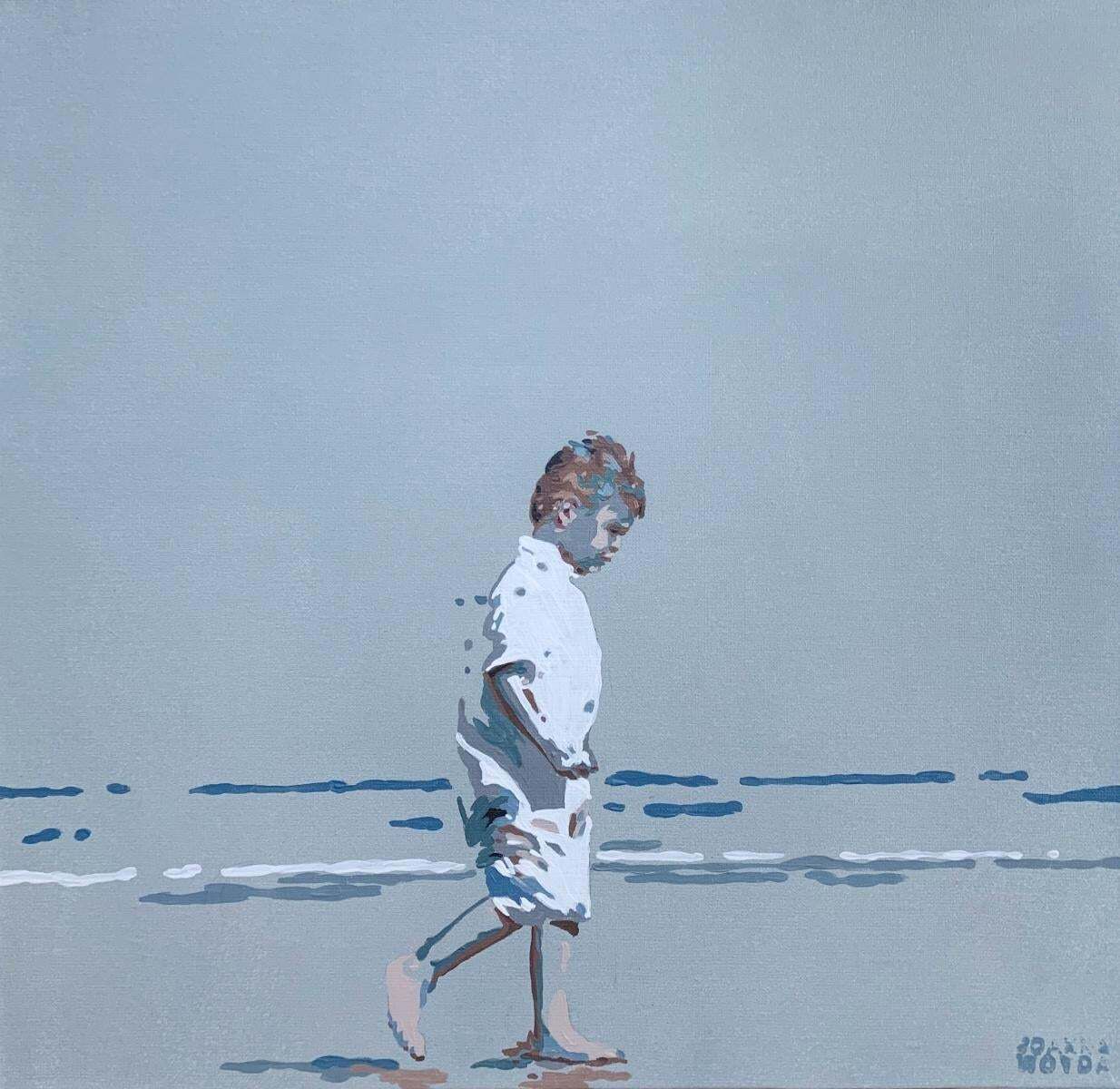 Joanna Woydaa Walk. Figurative Acrylic Painting, Minimalism, Pop Art, Polish Art2024