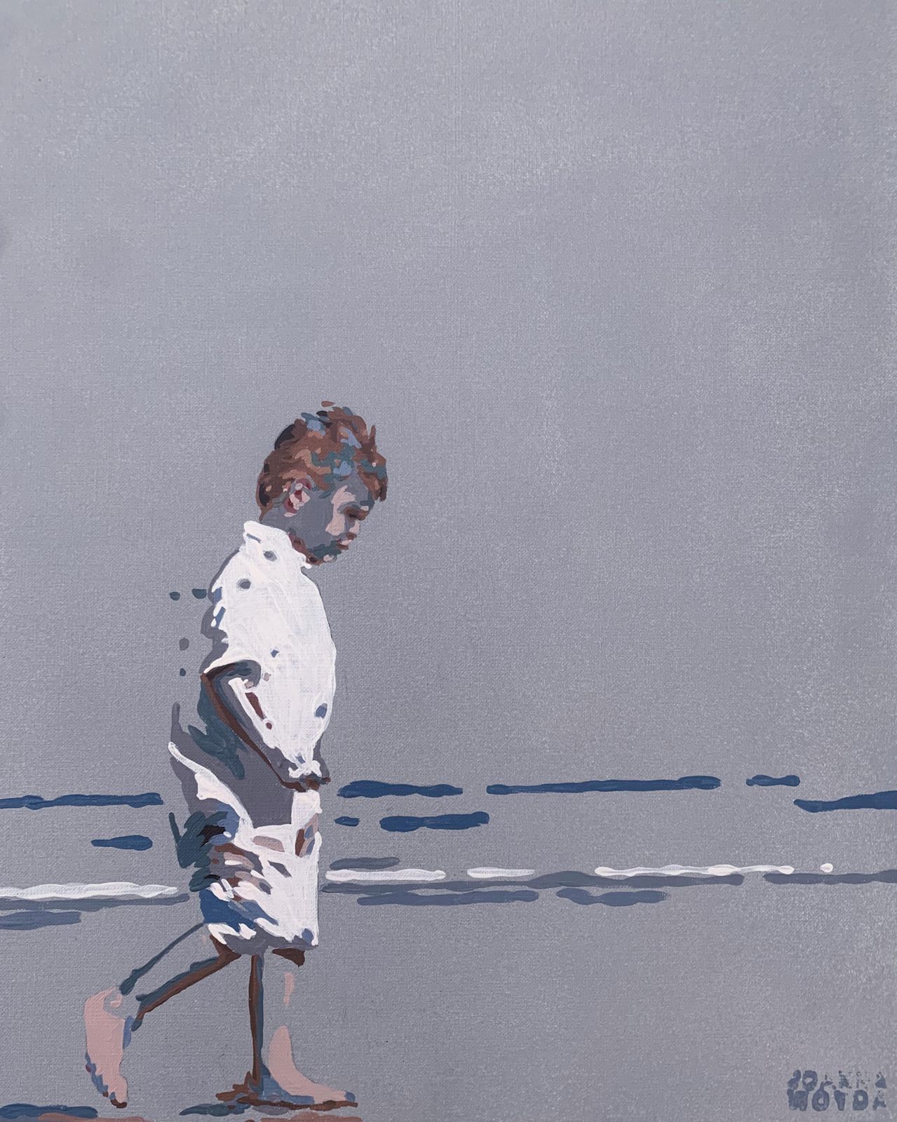 Joanna Woydaa Walk. Figurative Acrylic Painting, Minimalism, Pop Art, Polish Art2024 photo for sale