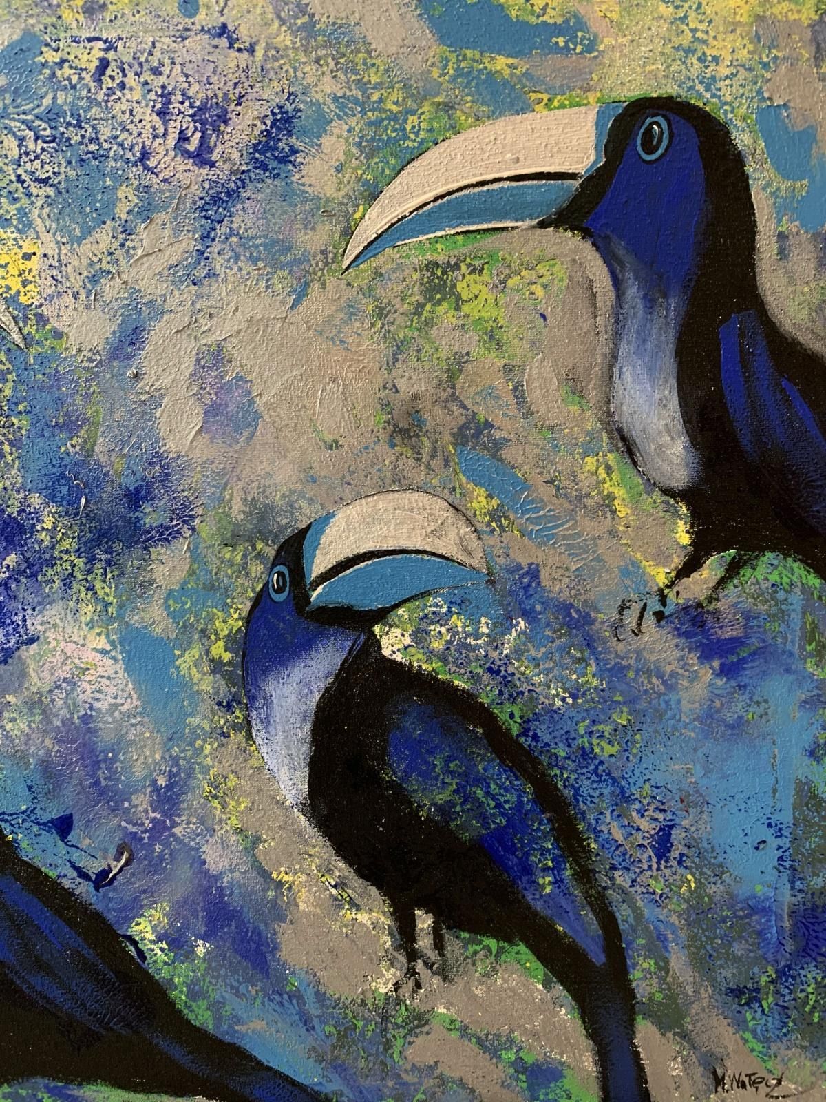Magdalena Nałęczgardens Of Delight 3   Figurative Acrylic Painting Animals Bright Colours Birds2021 photo for sale